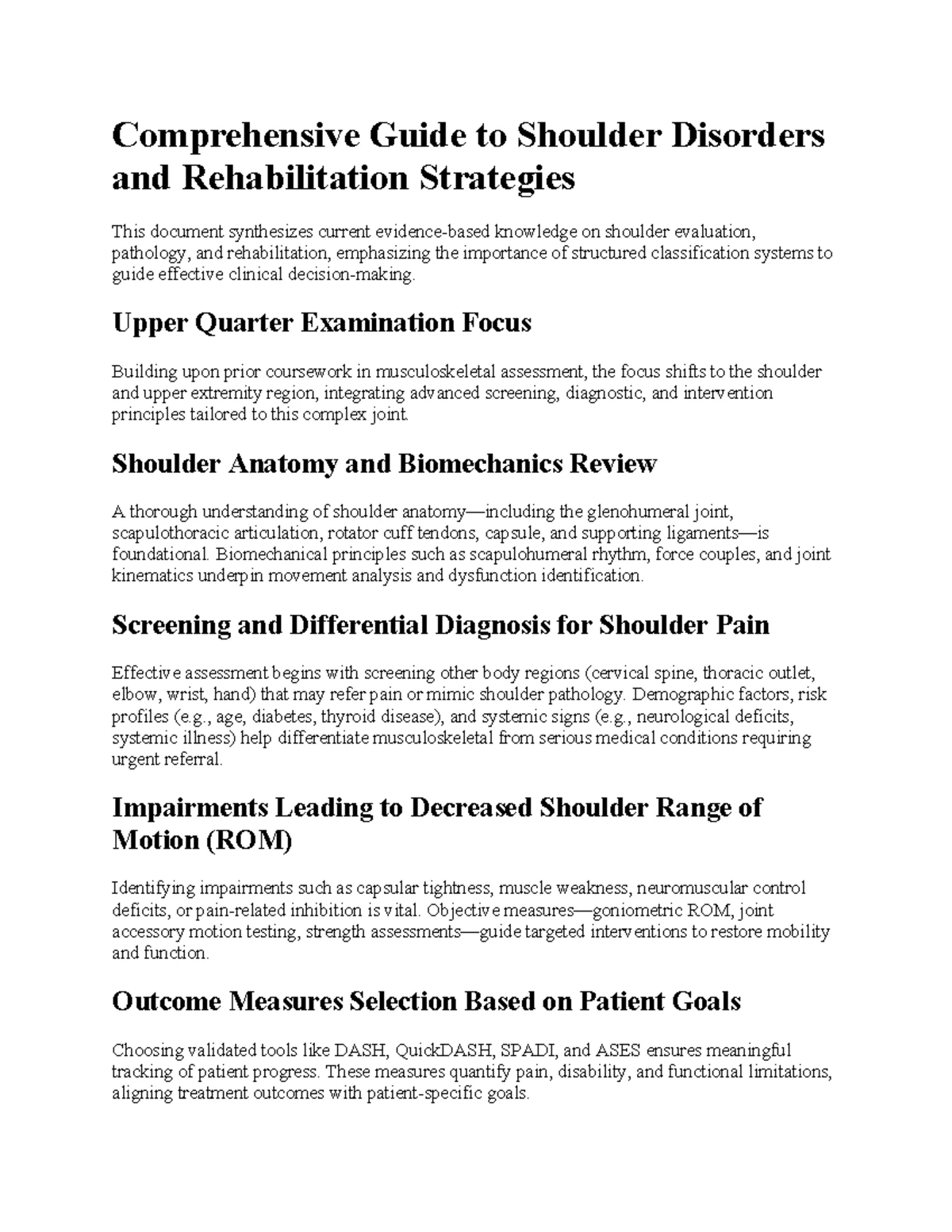 Comprehensive Guide to Shoulder Disorders and Rehabilitation Techniques ...