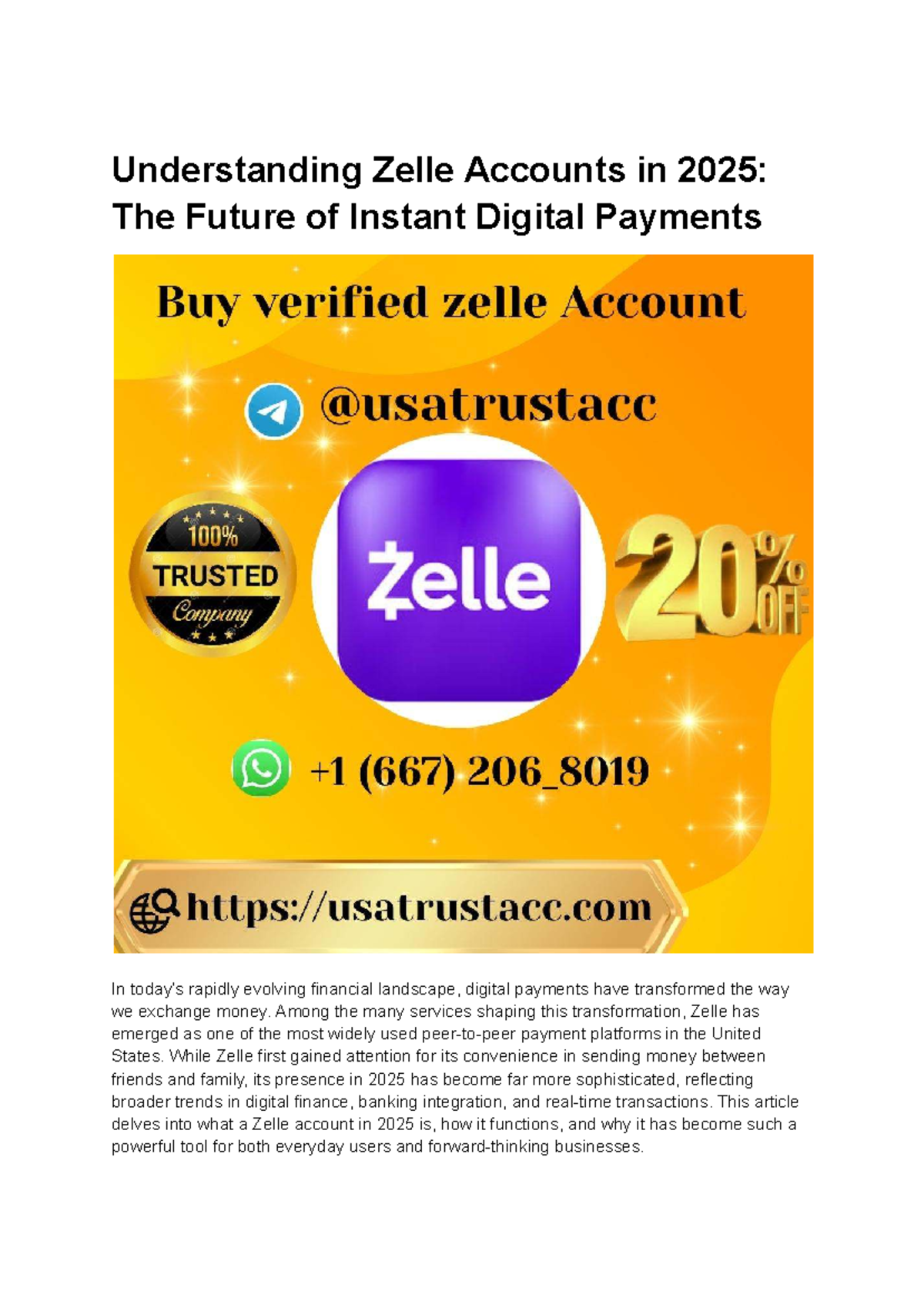 Zelle Accounts 2025: Efficient Purchase & Transaction Guide - Studocu