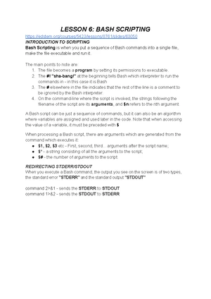 Lesson 6 - explanation - BASH SCRIPTING The first line in a bash script ...