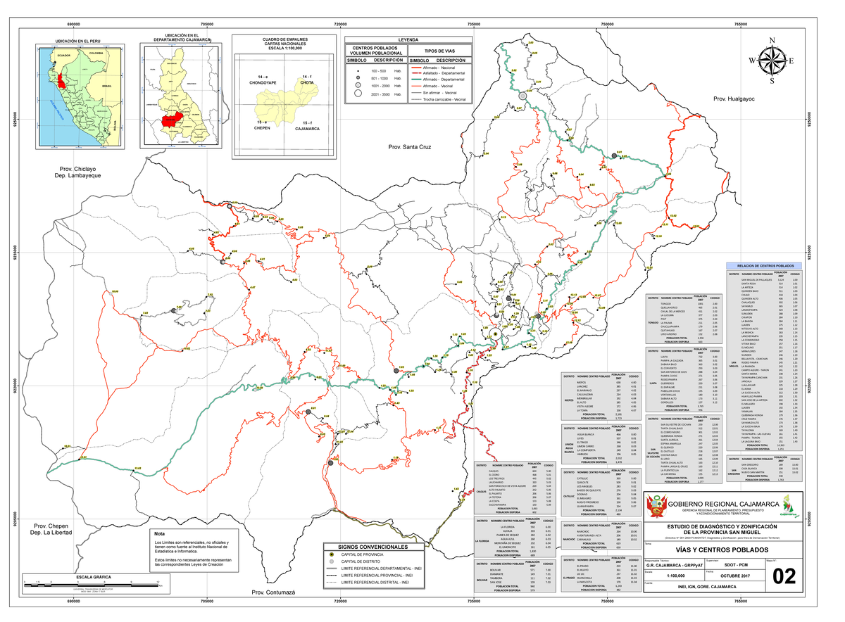 Mapa de Cajamarca: Estudio de Vías y Centros Poblados (690000) - Studocu