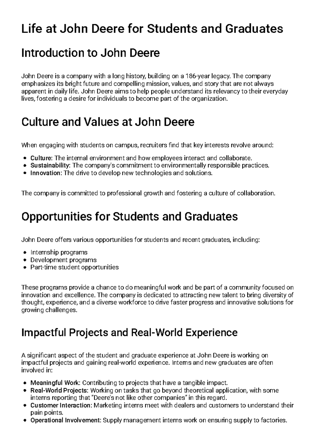 John Deere Student & Graduate Careers: Opportunities & Culture Guide ...