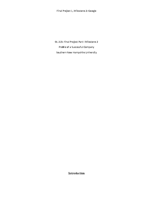3-2 Final Project One Milestone Two- Profile of a Successful Company ...