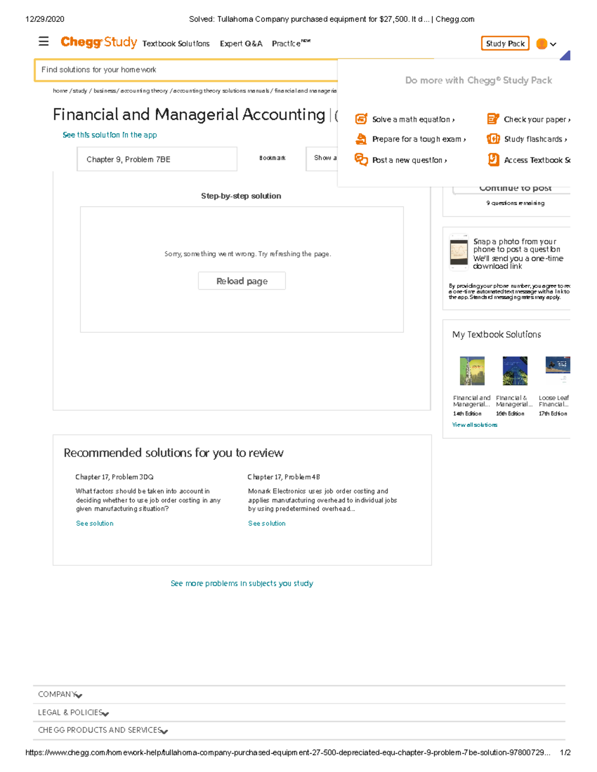 Accounting Theory Solutions: Chapter 9 Problem 7BE Notes - Studocu