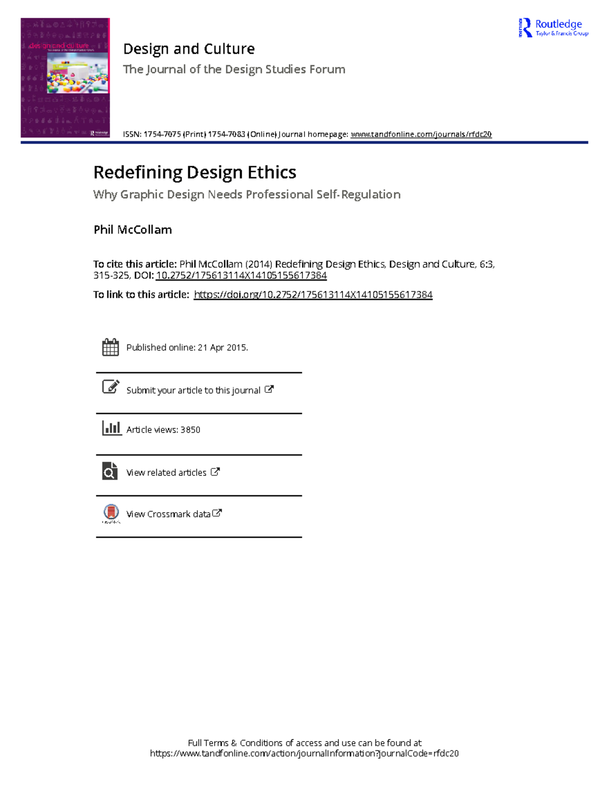 Redefining Design Ethics - 2752/175613114X Published online: 21 Apr ...