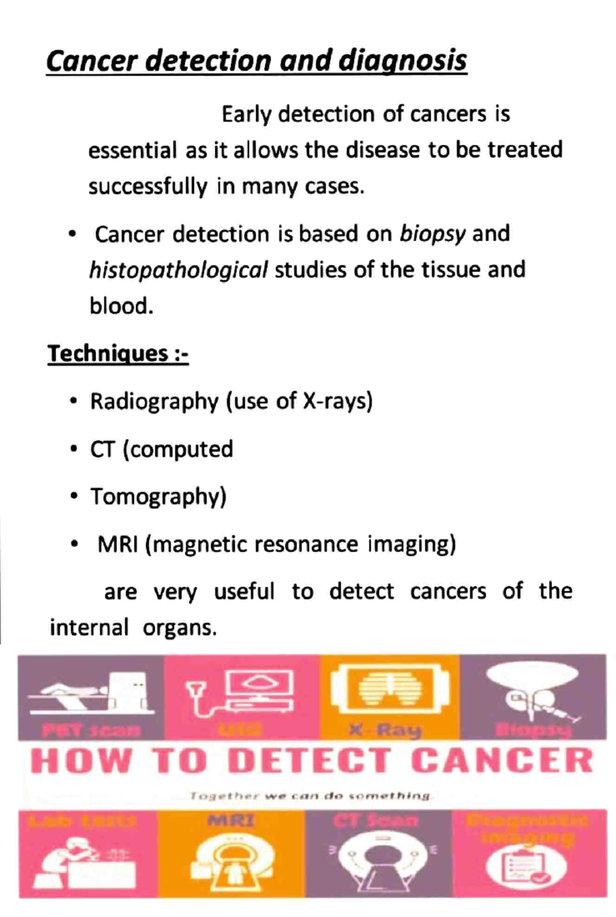 Cancer Detection and Diagnosis: Techniques and Causes of Cancer - Studocu