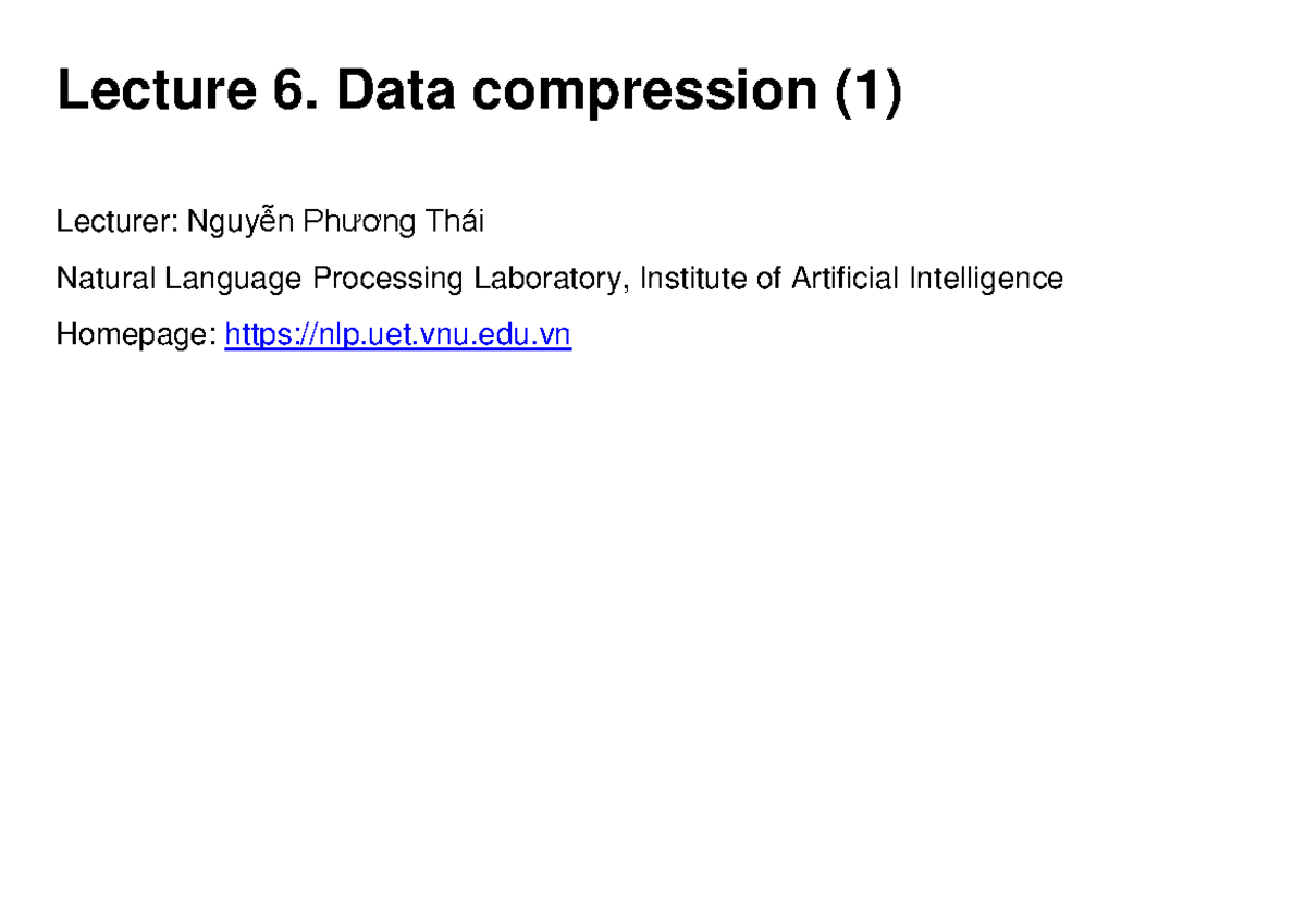 Lecture 6: Data Compression Concepts and Examples (NLP 2023) - Studocu