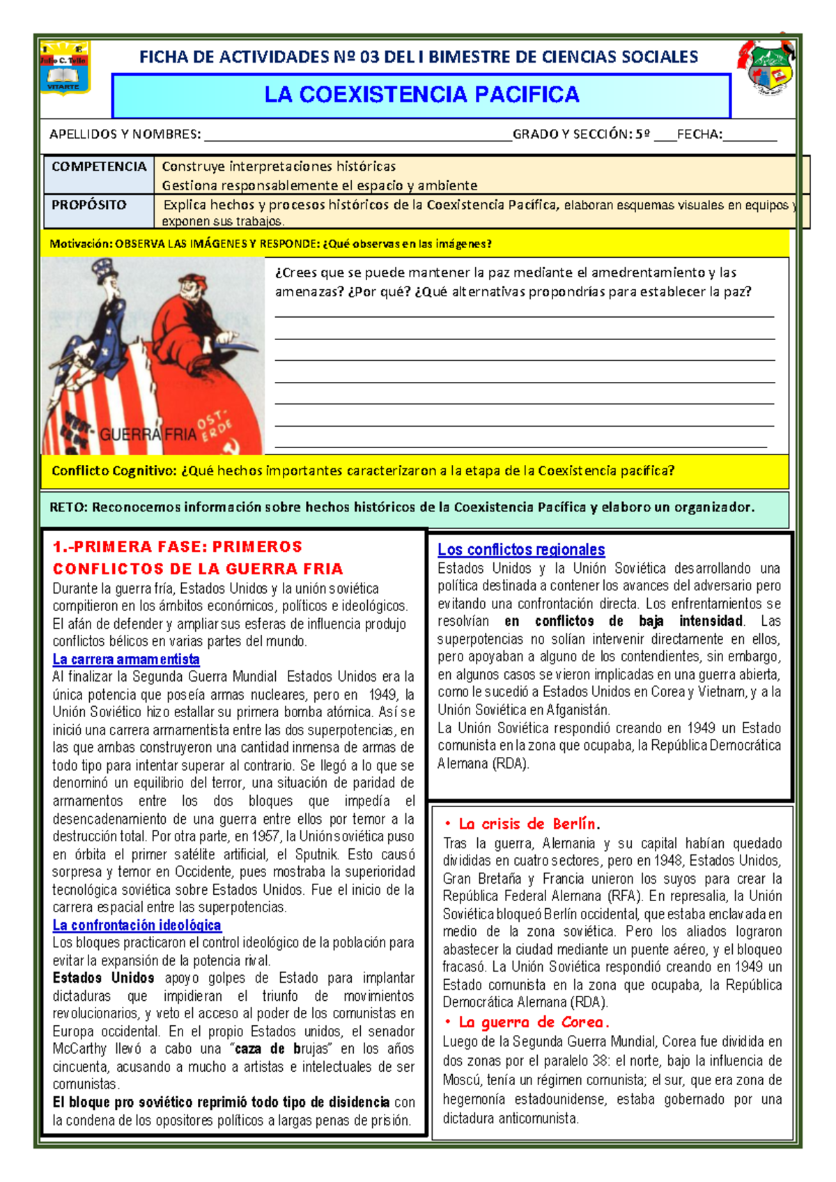 653906552 Actividades del I Bimestre: Coexistencia Pacífica - Studocu