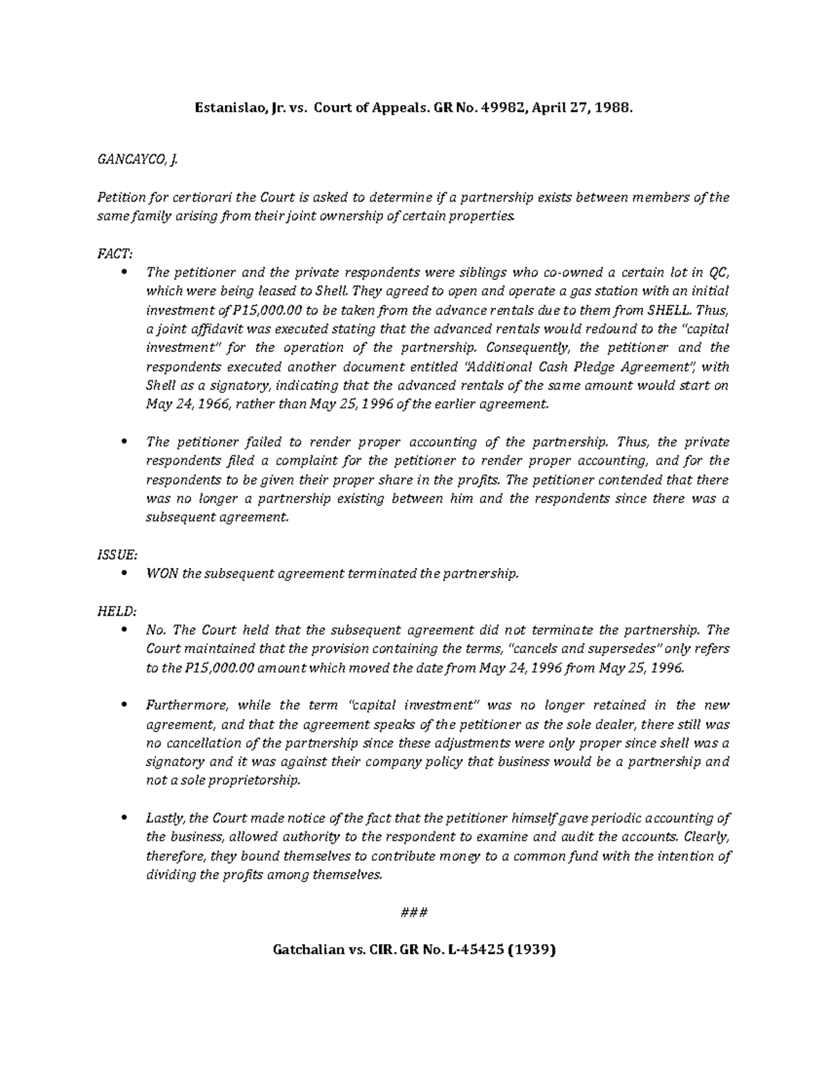 GR 49982 & GR L 45425: Partnership Cases Analysis and Implications ...