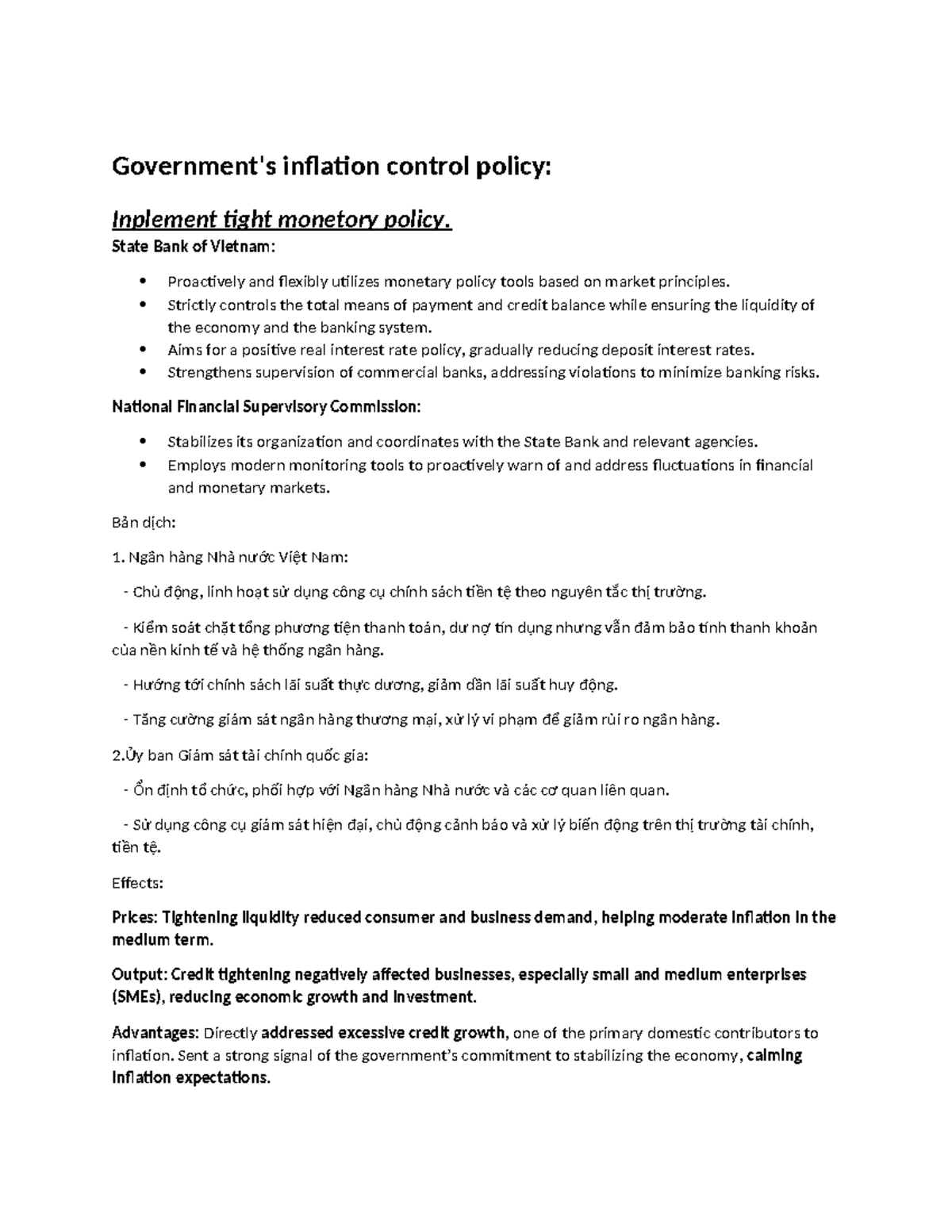 Government's Inflation Control Policy: Tight Monetary Measures and ...