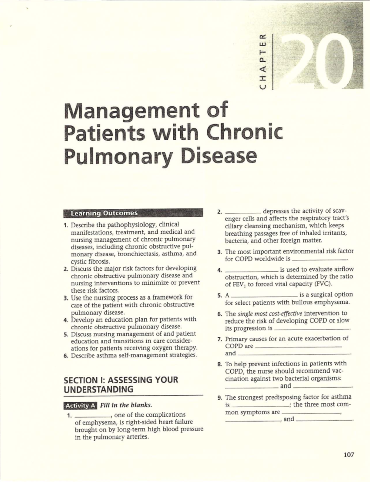 RN 51-Ch 20: Management of Chronic Pulmonary Disease & Nursing Care ...