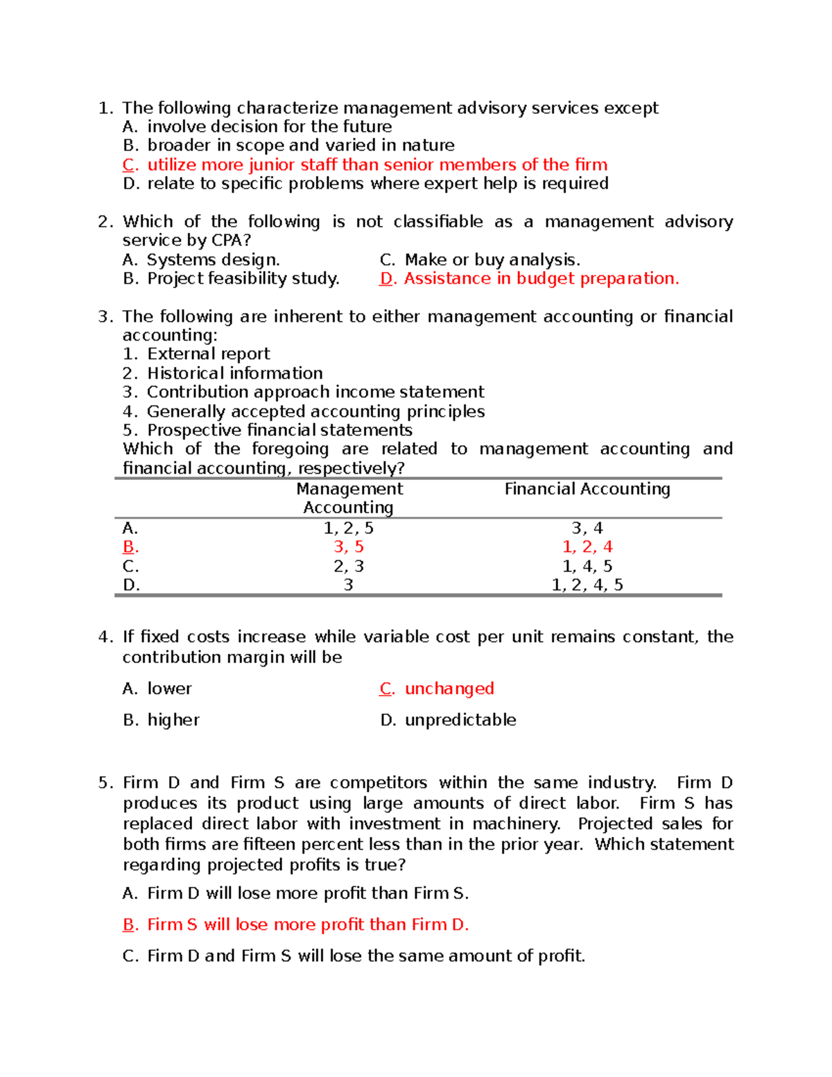 Management Advisory Services Review: Key Concepts & Exam Qs - Studocu