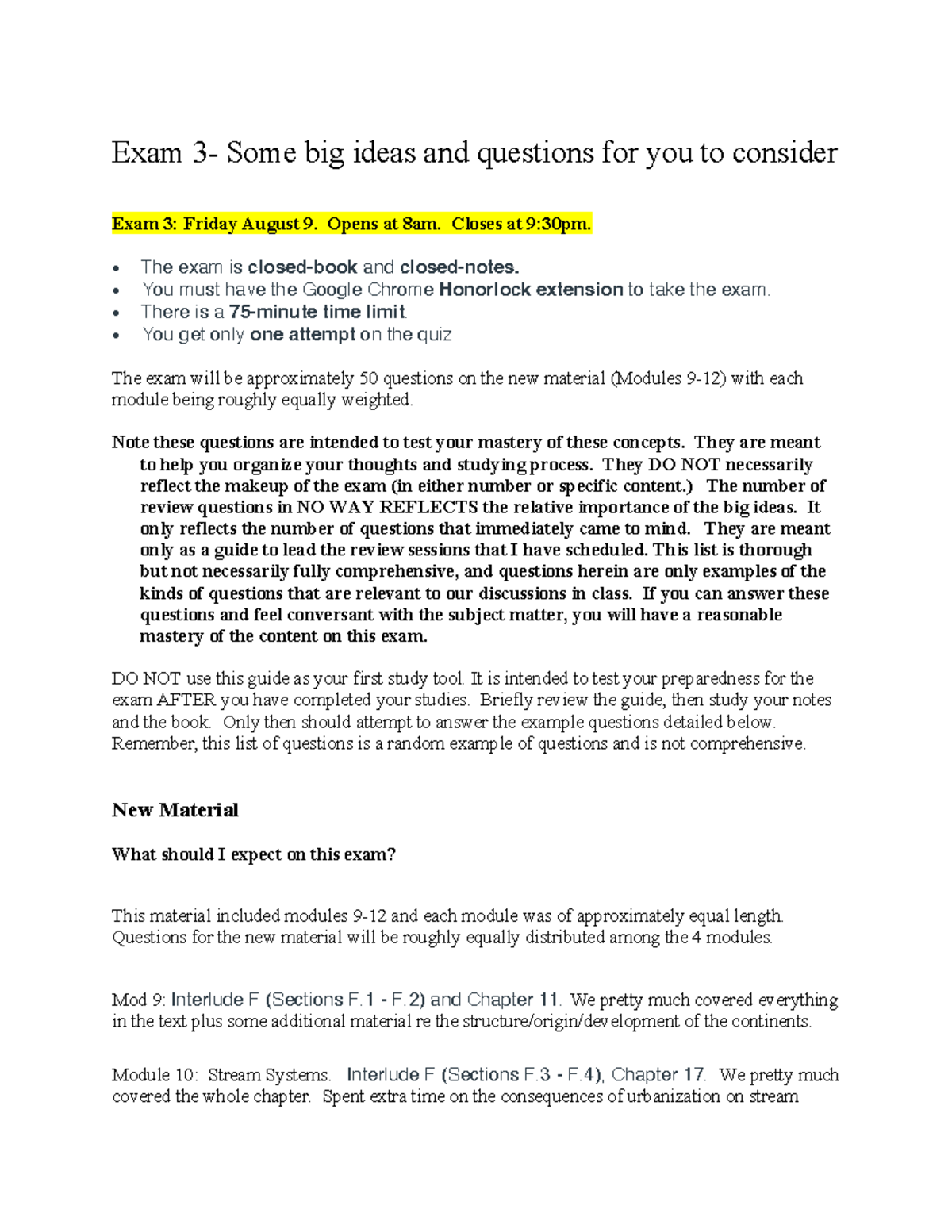 GLY2010 Exam3 study guide - Exam 3- Some big ideas and questions for ...
