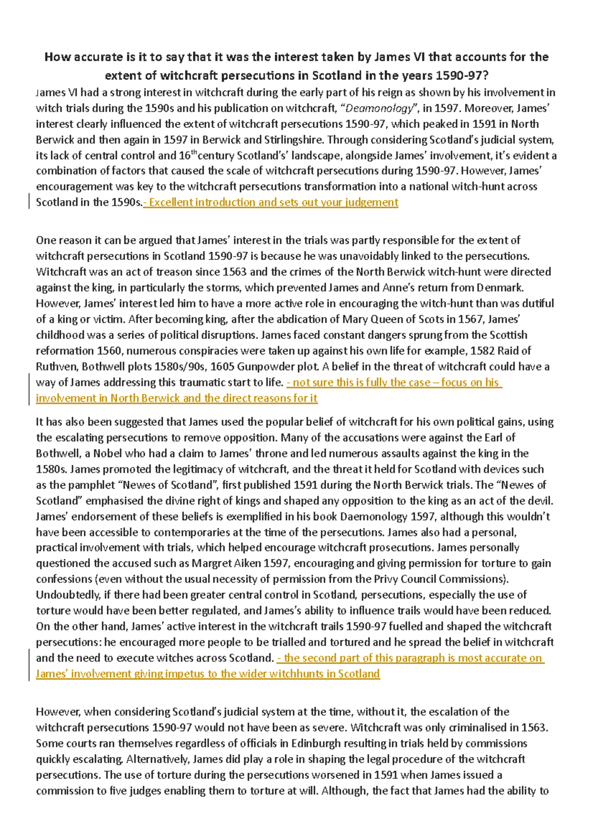 James VI and the North Berwick Witchcraft Persecutions (1590-97) Essay ...