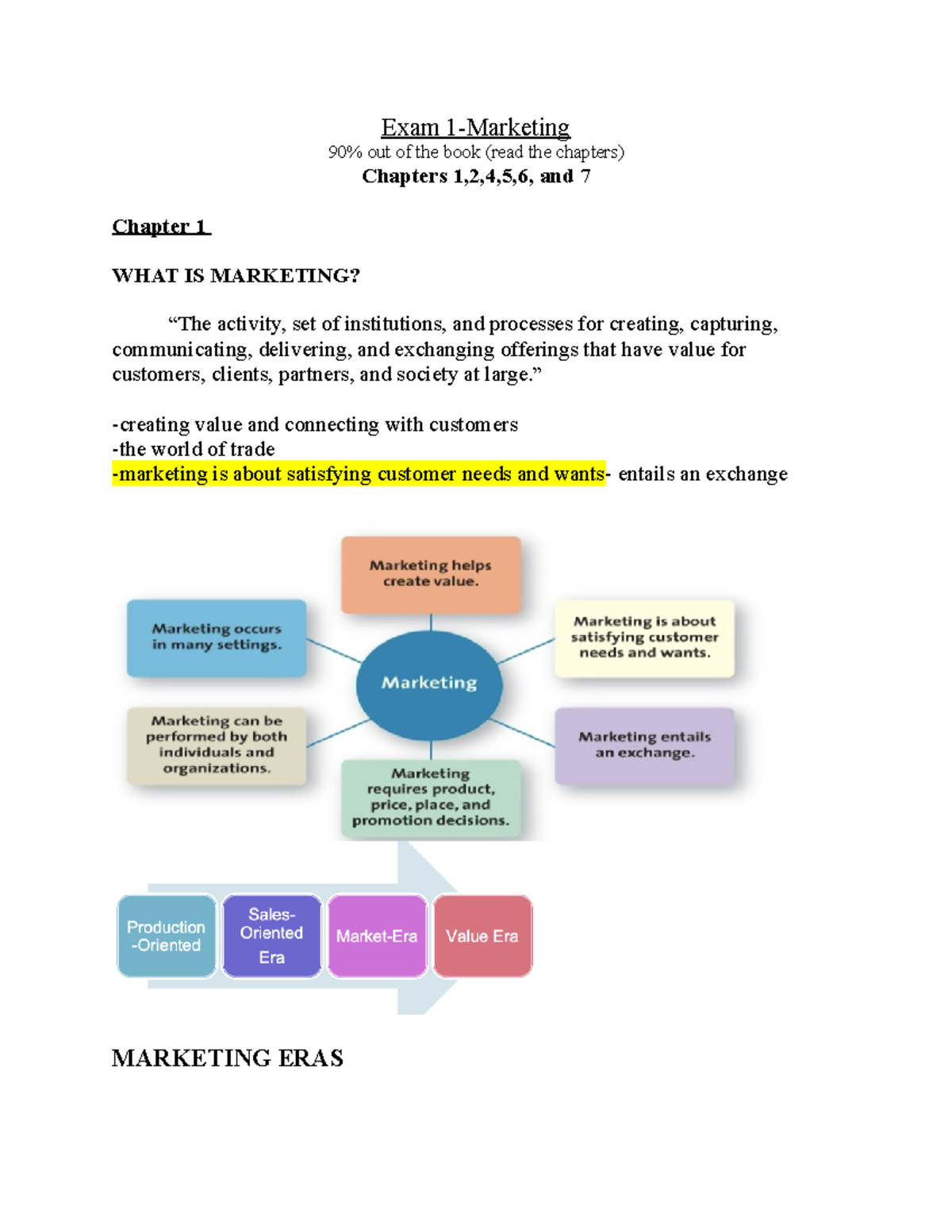 MKT 101: Exam 1 Review - Key Concepts and Marketing Strategies - Studocu