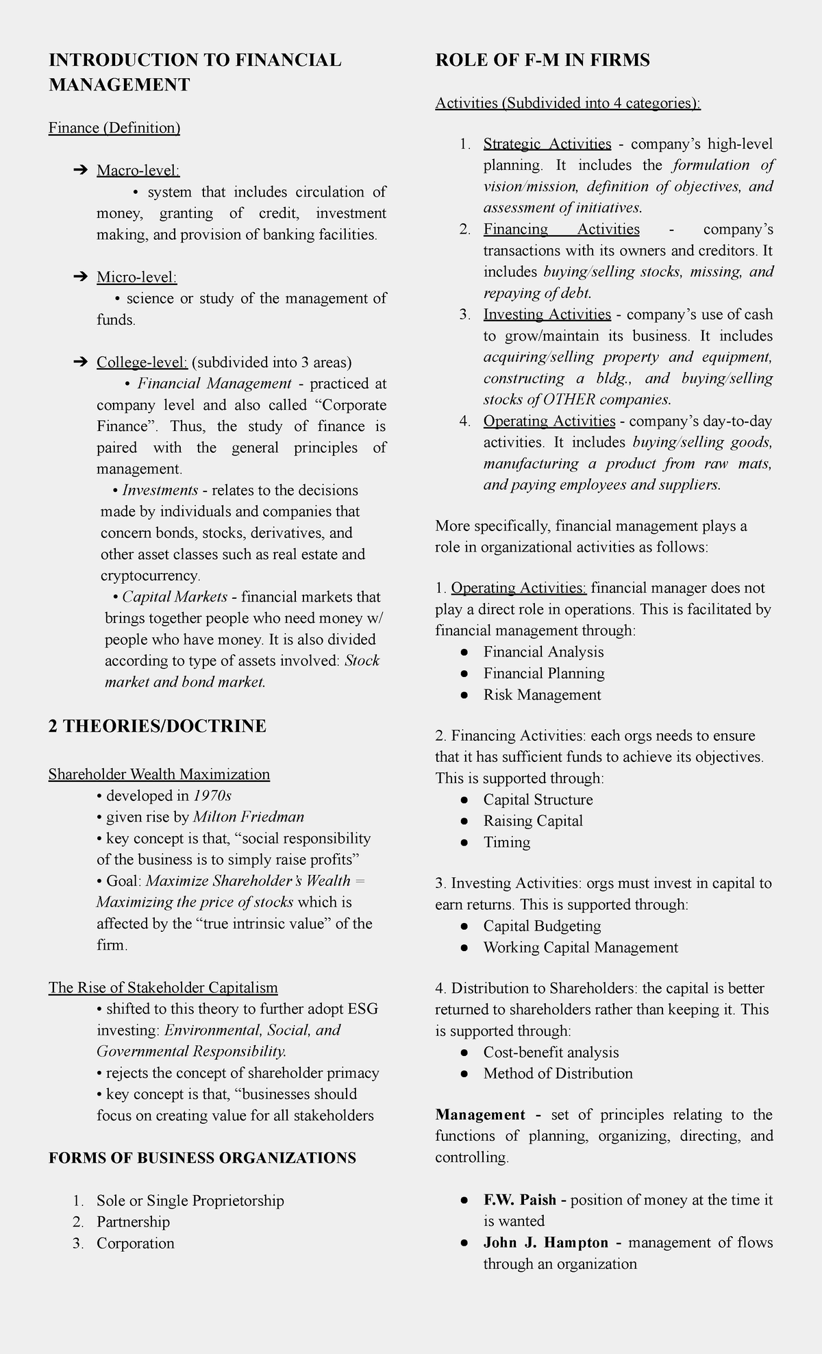 Finance 101: Midterm Review on Financial Management Concepts - Studocu