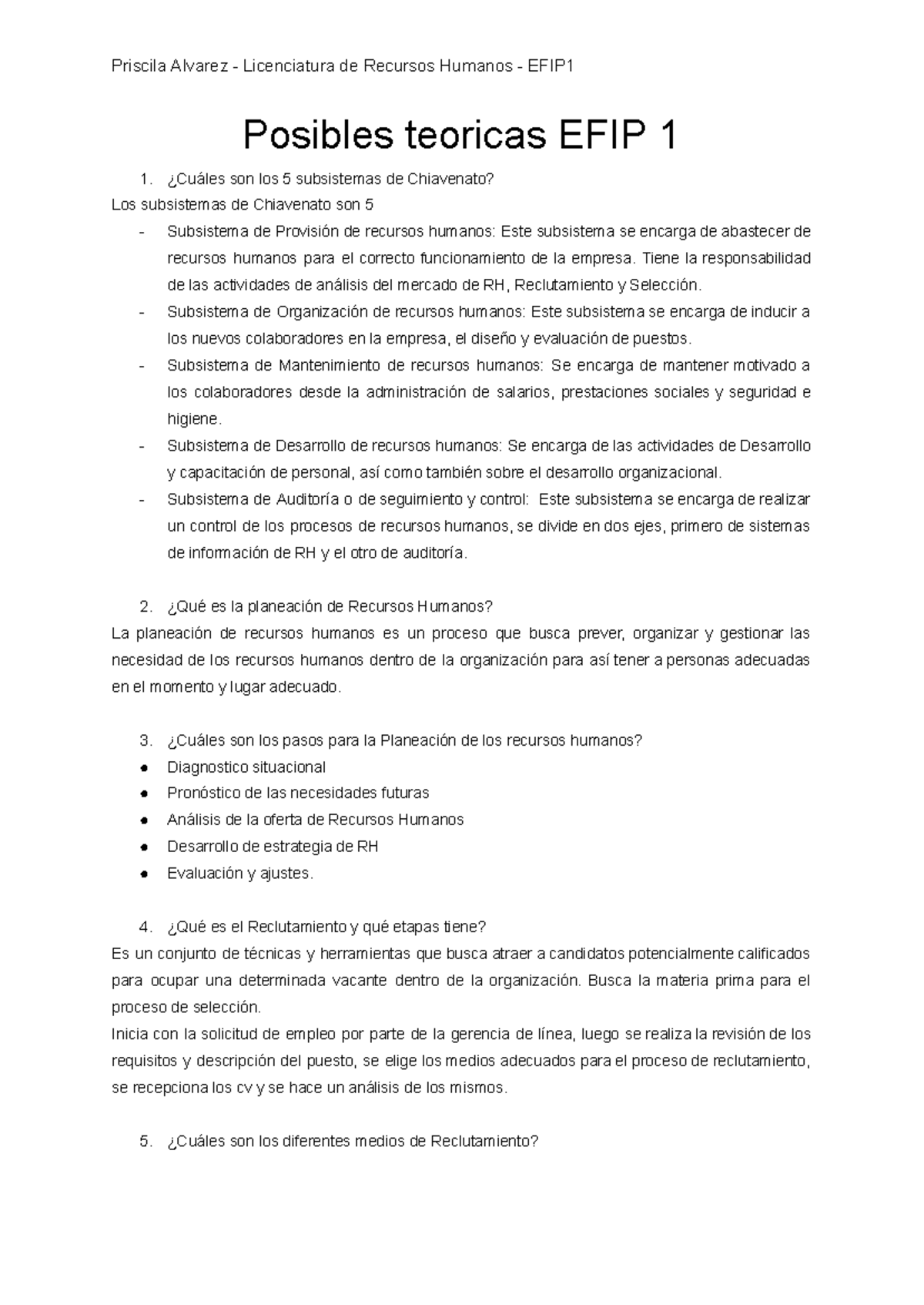 Preguntas Teóricas Resueltas - EFIP 1: Recursos Humanos y Gestión Organizacional - Document Preview