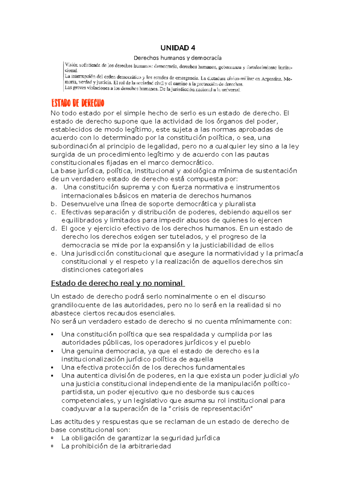 Unidad 4 - Resumen Derechos Humanos - UNIDAD 4 Derechos humanos y ...