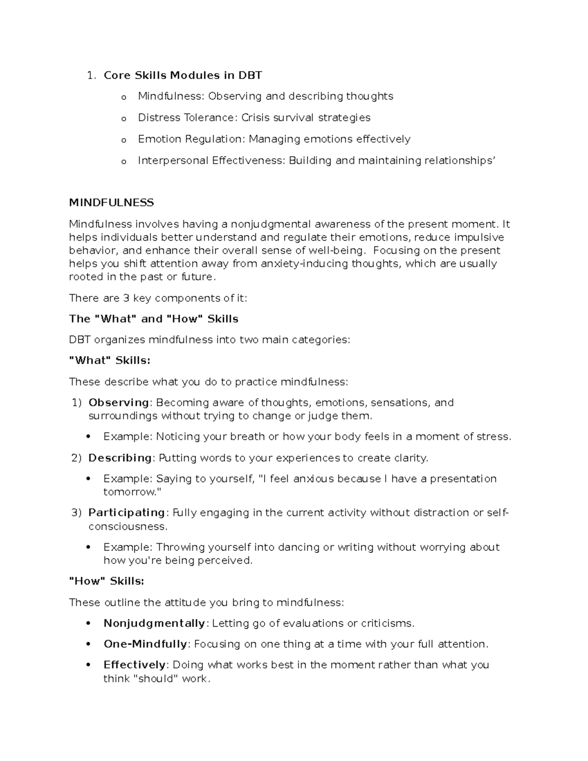 Dialectical behaviour therapy brief - Core Skills Modules in DBT o ...