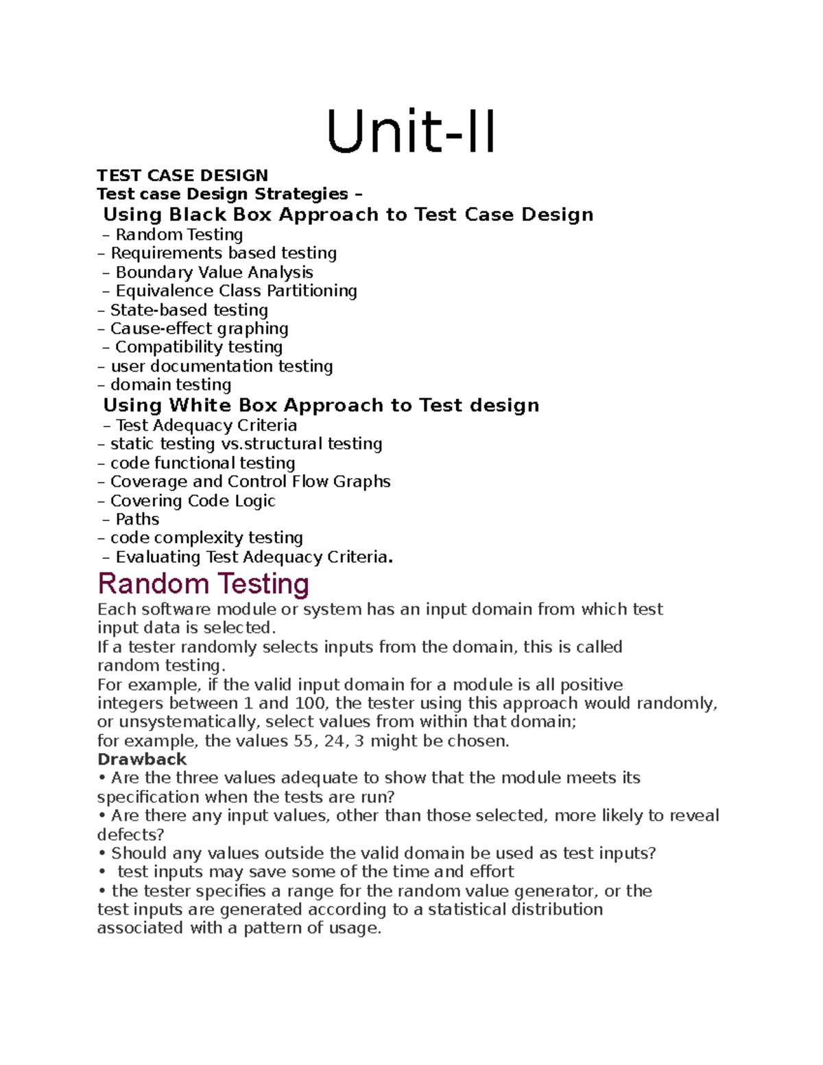 Unt-2 Equivalence Partitioning Technique - Unit-II TEST CASE DESIGN ...