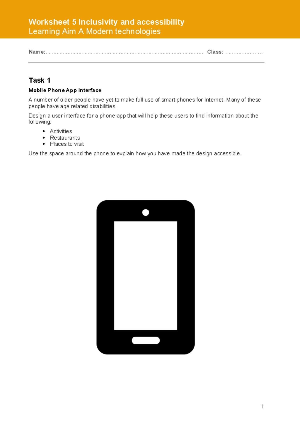 Topic 5 Worksheet 5 - Designing Accessible Technologies for All - Studocu