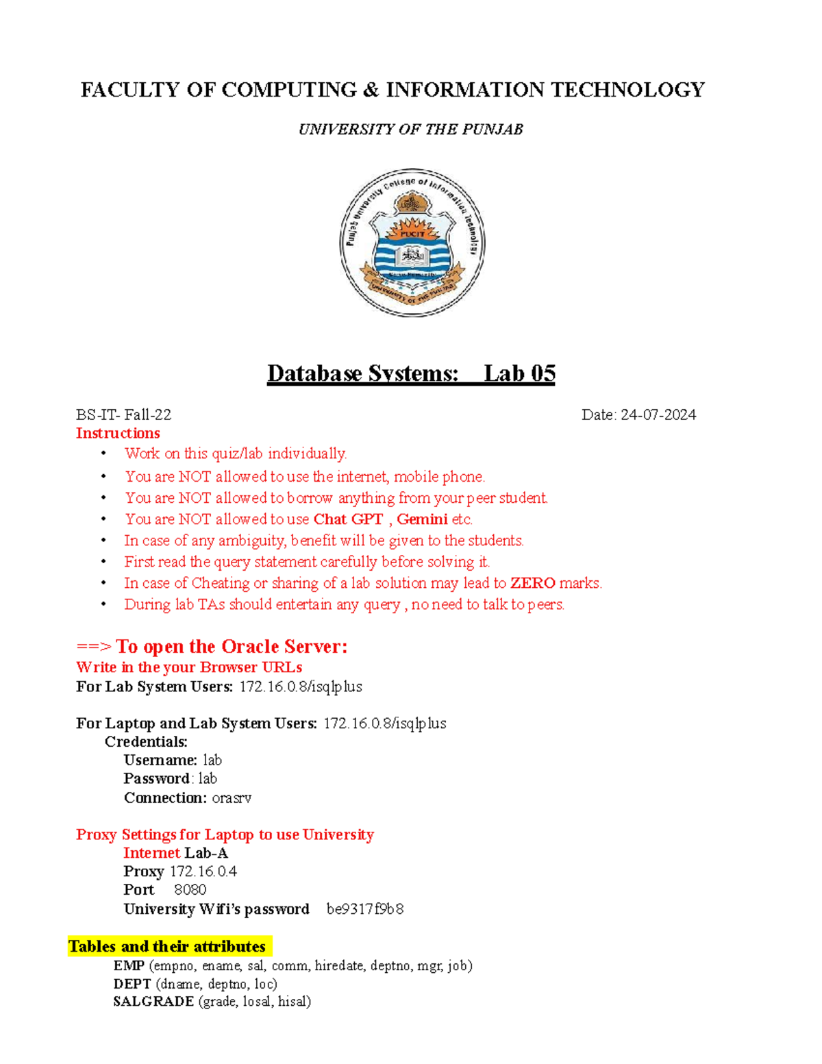 Lab05-DBMS: Database Systems Lab 05 Guidelines & Instructions - Studocu