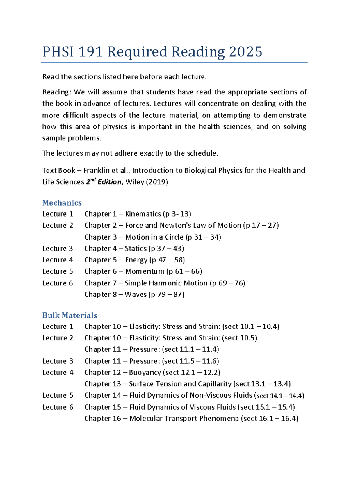 PHSI 191 Required Reading - PHSI 191 Required Reading 2025 Read the ...