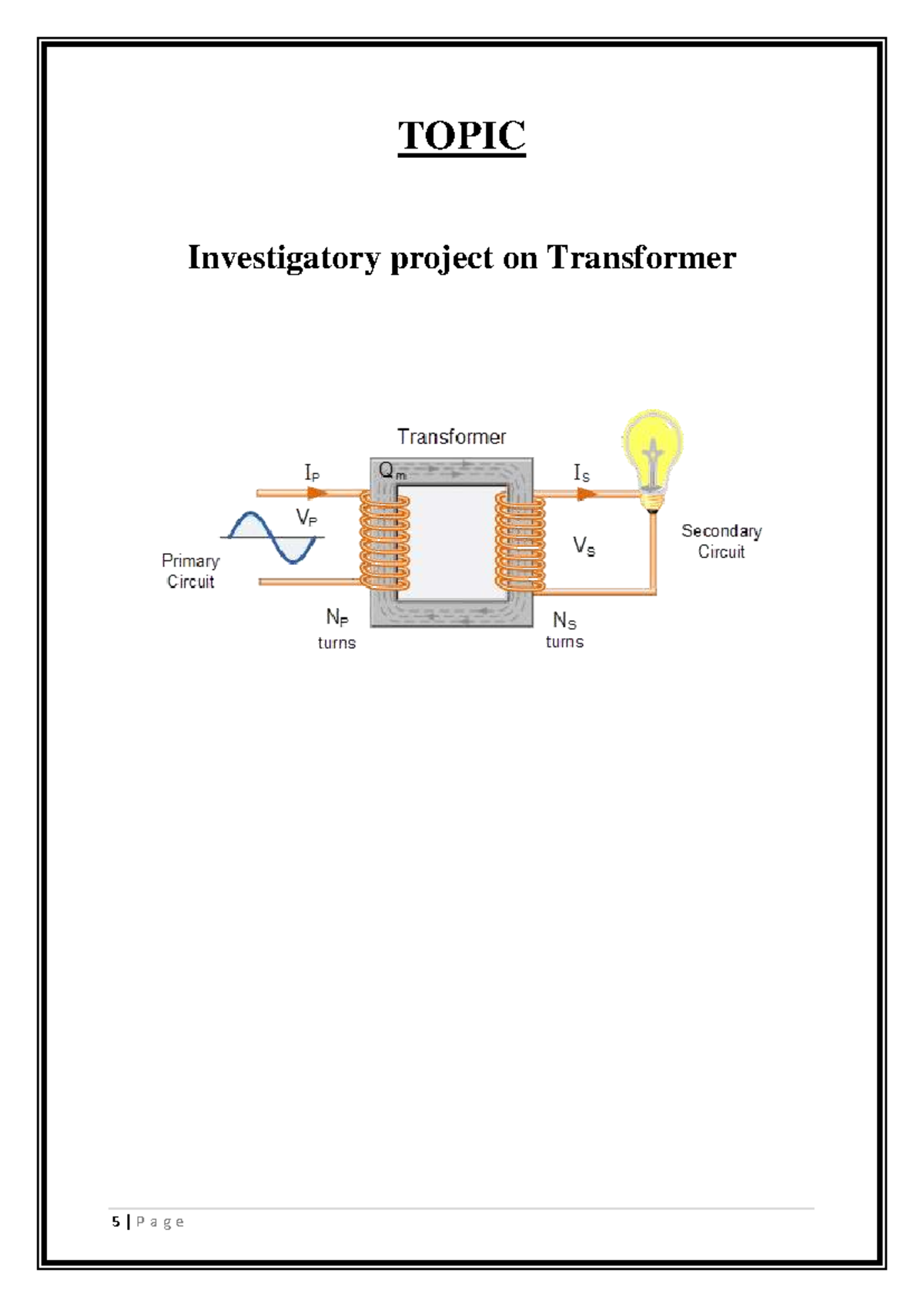 Investigatory Project on Transformers: Principles & Construction - Studocu