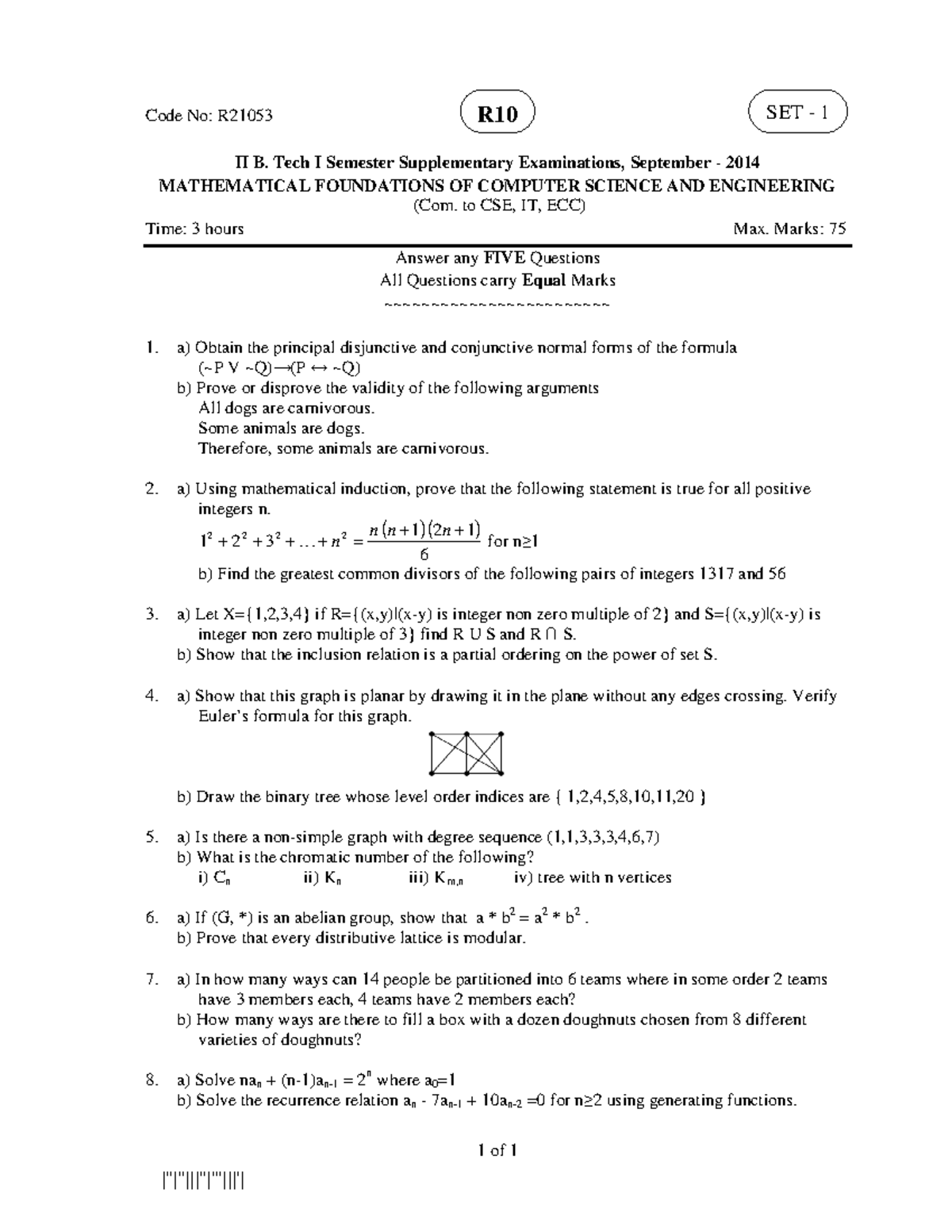 Mathematical Foundations of Computer Science and Engineering (R21053 ...
