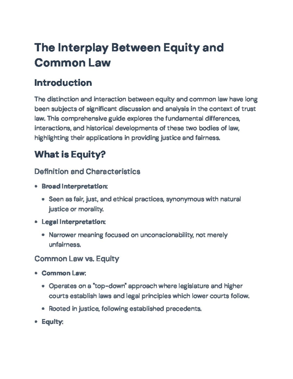 The Interplay of Equity and Common Law: Analysis and Applications - The ...