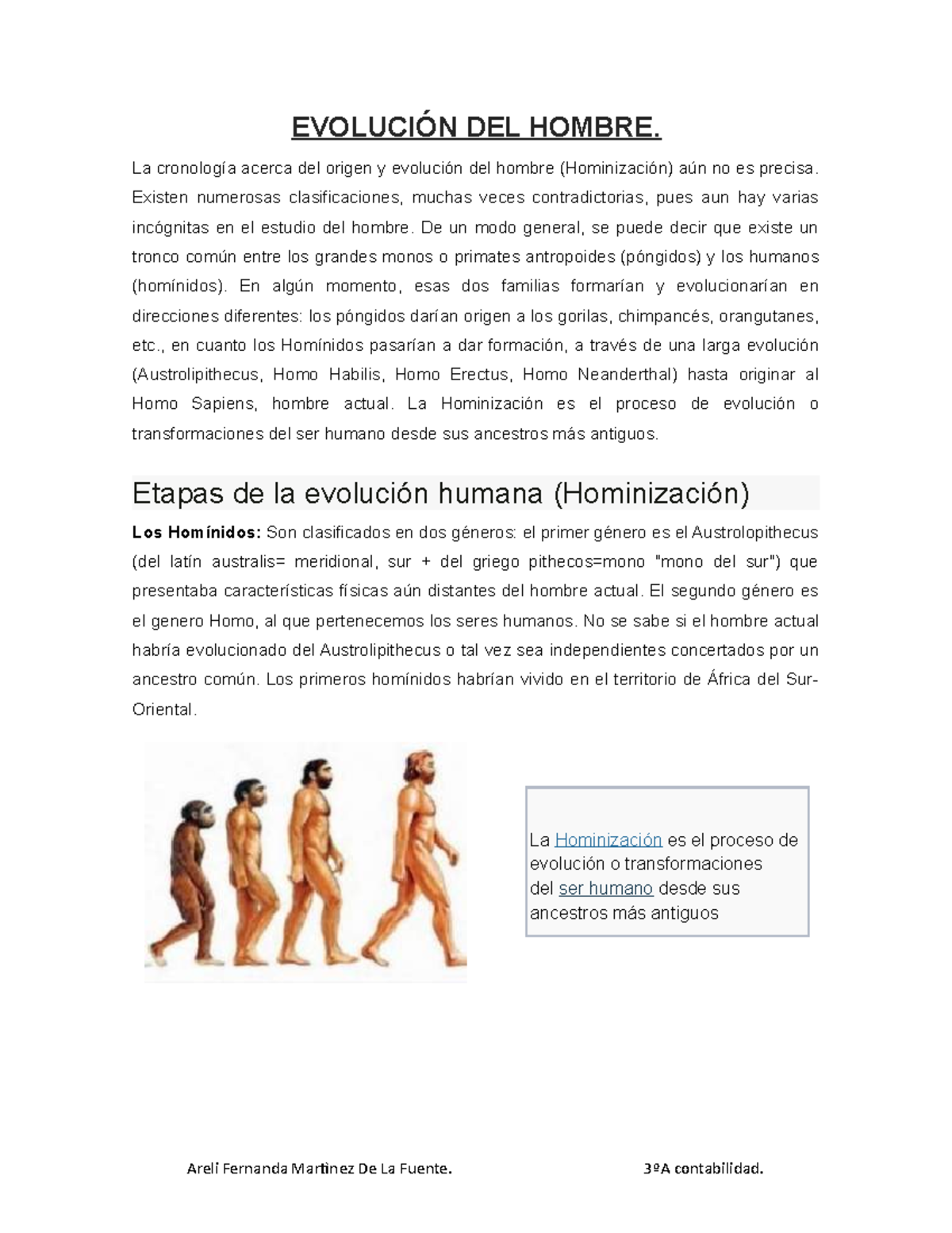 Evolucion DEL Hombre - Apuntes 1 - EVOLUCIÓN DEL HOMBRE. La cronología ...