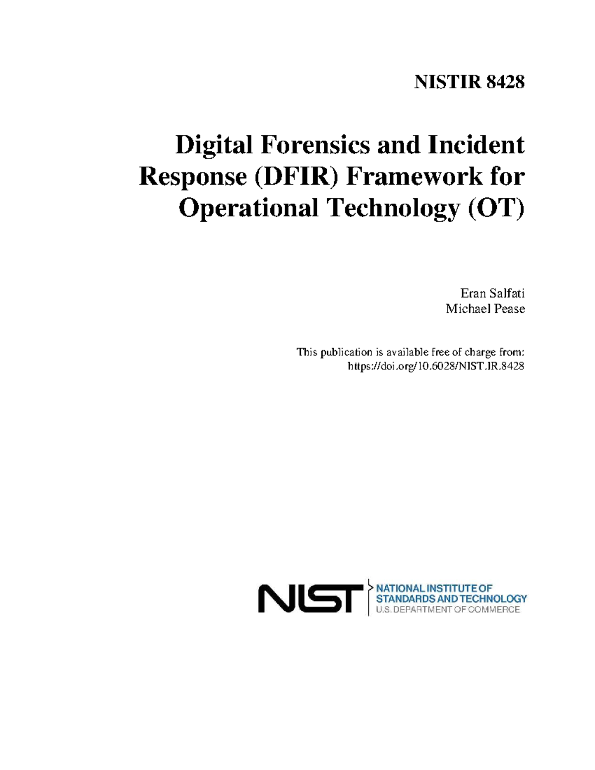 NISTIR 8428: DFIR Framework for Operational Technology (OT) - Studocu