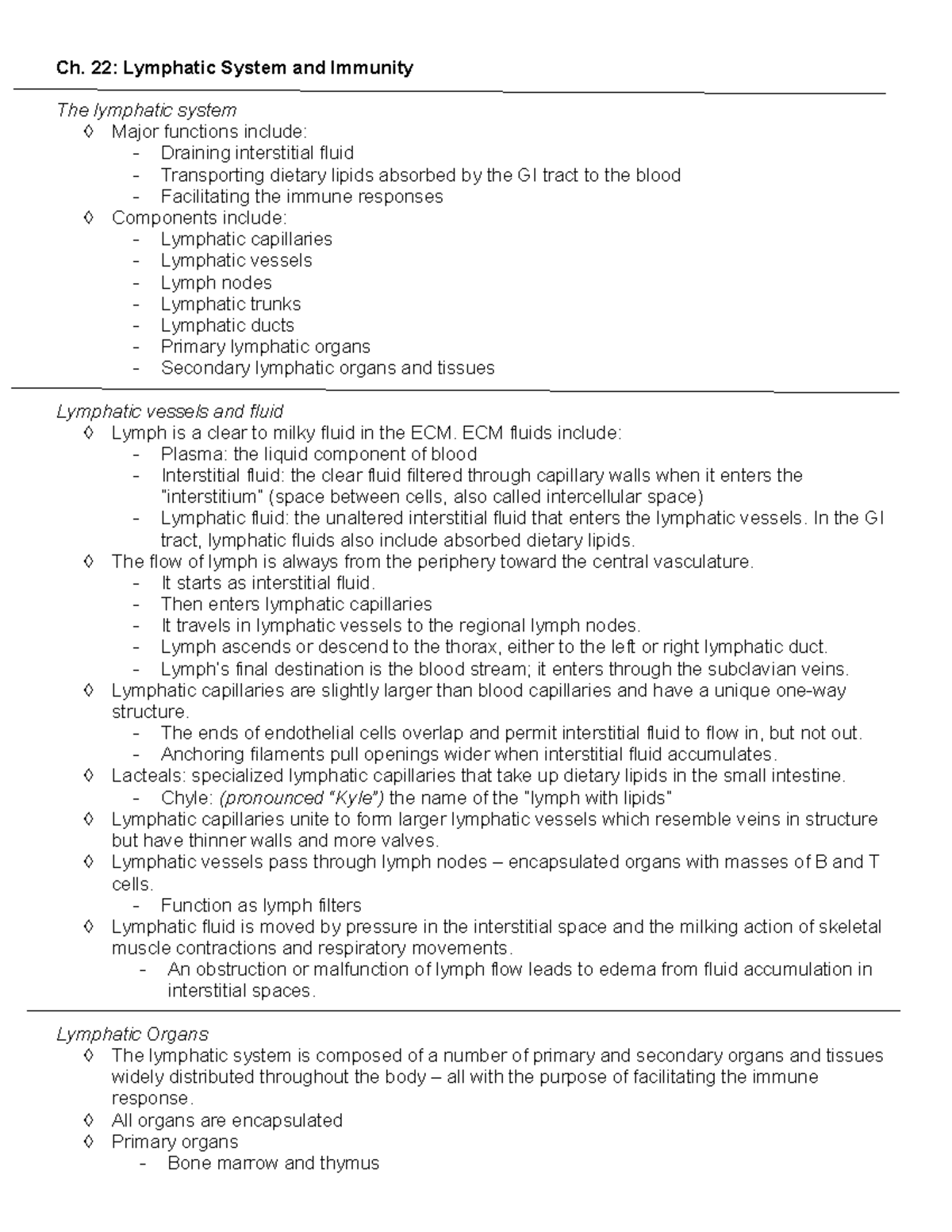 Ch. 14: Lymphatic System & Immunity Overview and Key Functions - Studocu