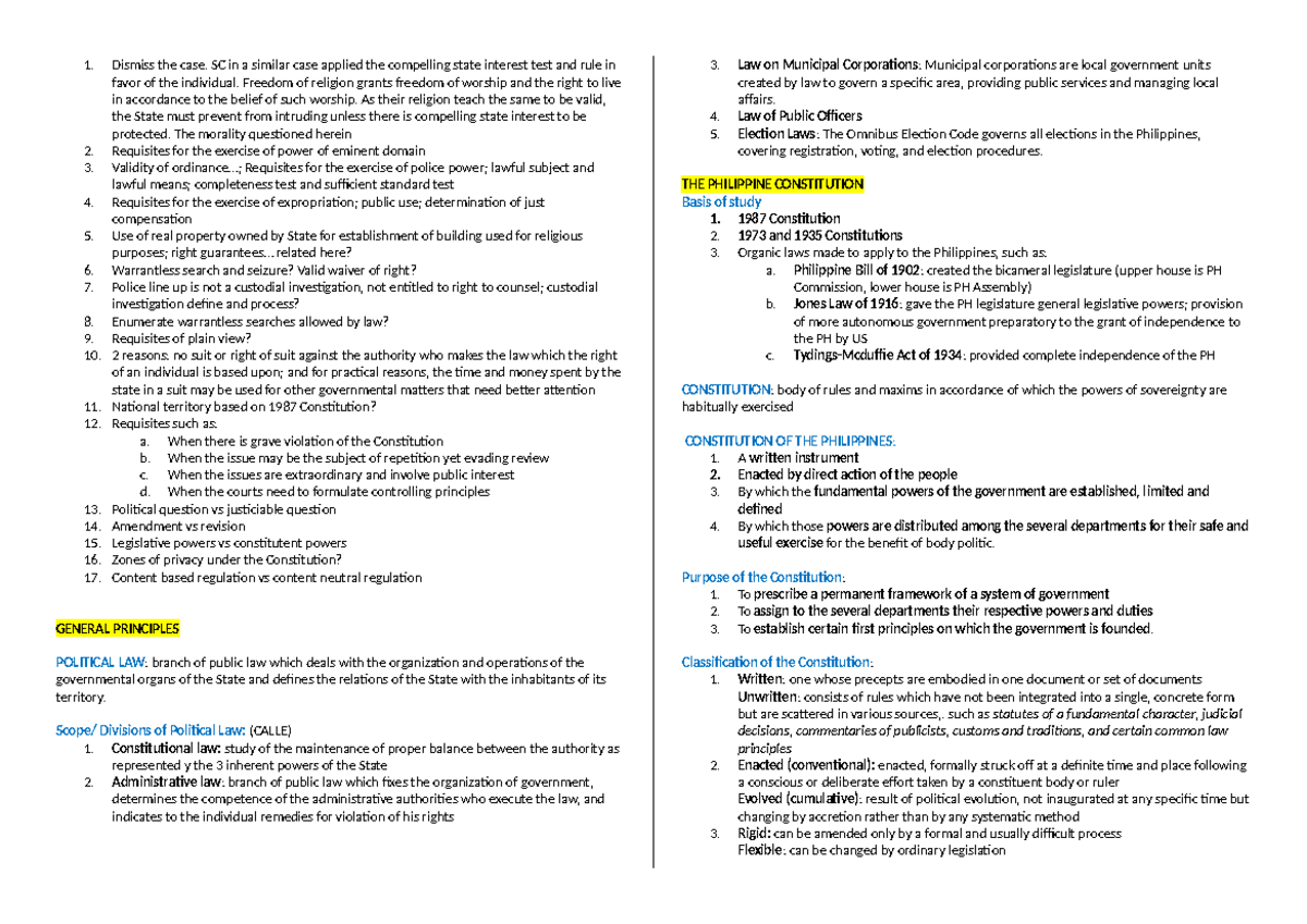Political Law Review Notes (POLI-REV) - Nachura - Studocu