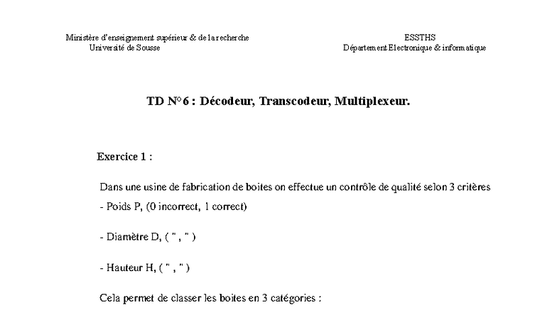TD6 Correction : Décodeur, Transcodeur, Multiplexeur - Exercice 1 et 3 ...