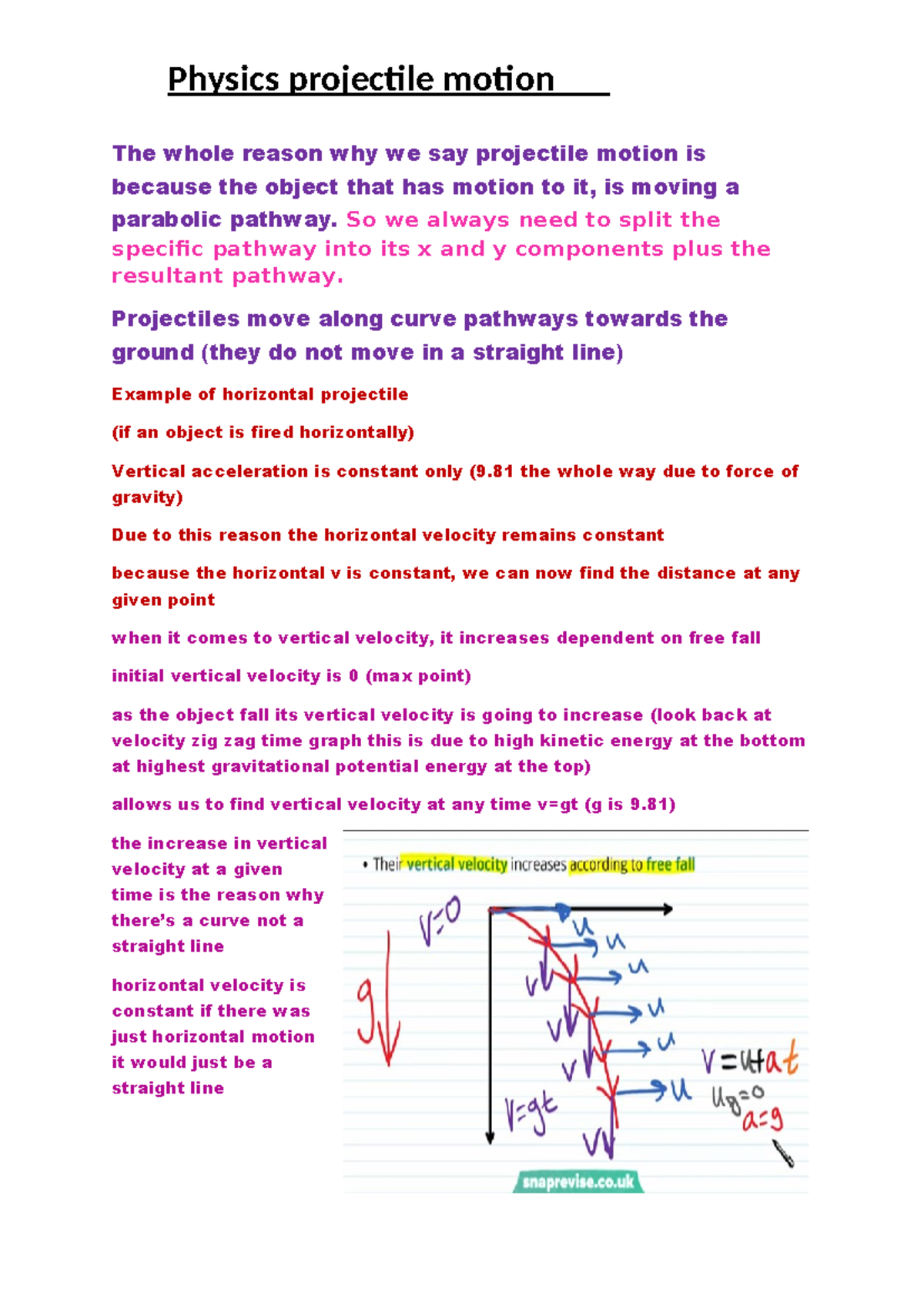 Physics 3.1.3b: Understanding Projectile Motion Dynamics - Studocu