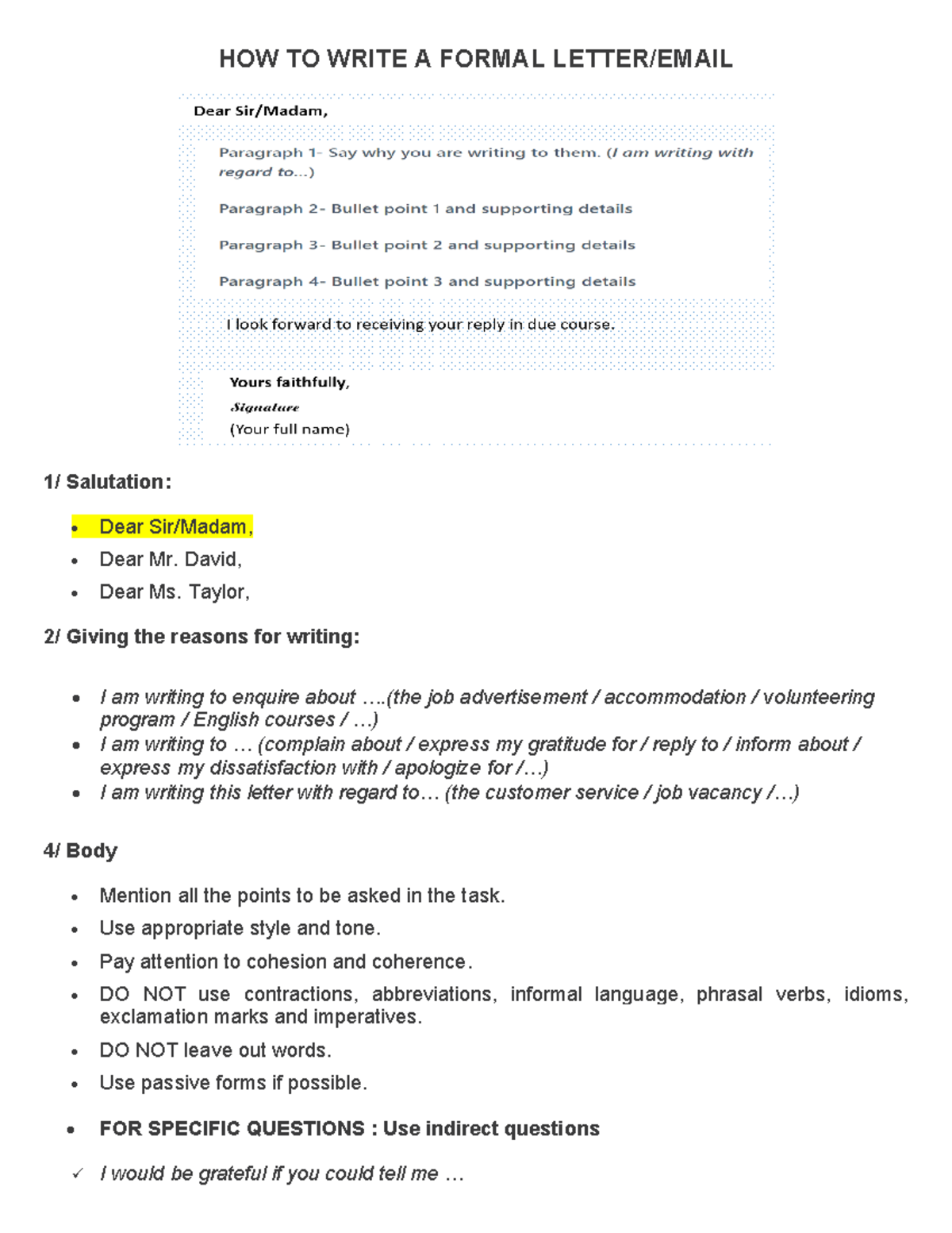 Formal Letter Writing Guide: Structure & Examples - Studocu