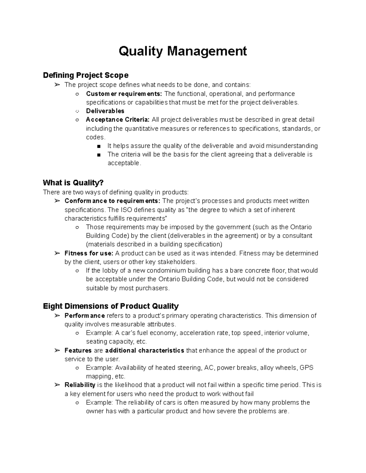 GMS450 quality management: Defining project scope and quality concepts ...