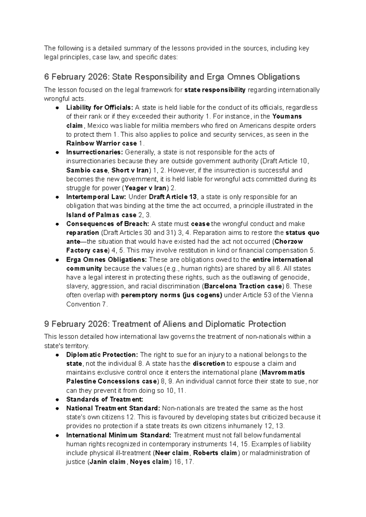 PIL 2 Class Note Summaries: Key Legal Principles and Case Law - Studocu