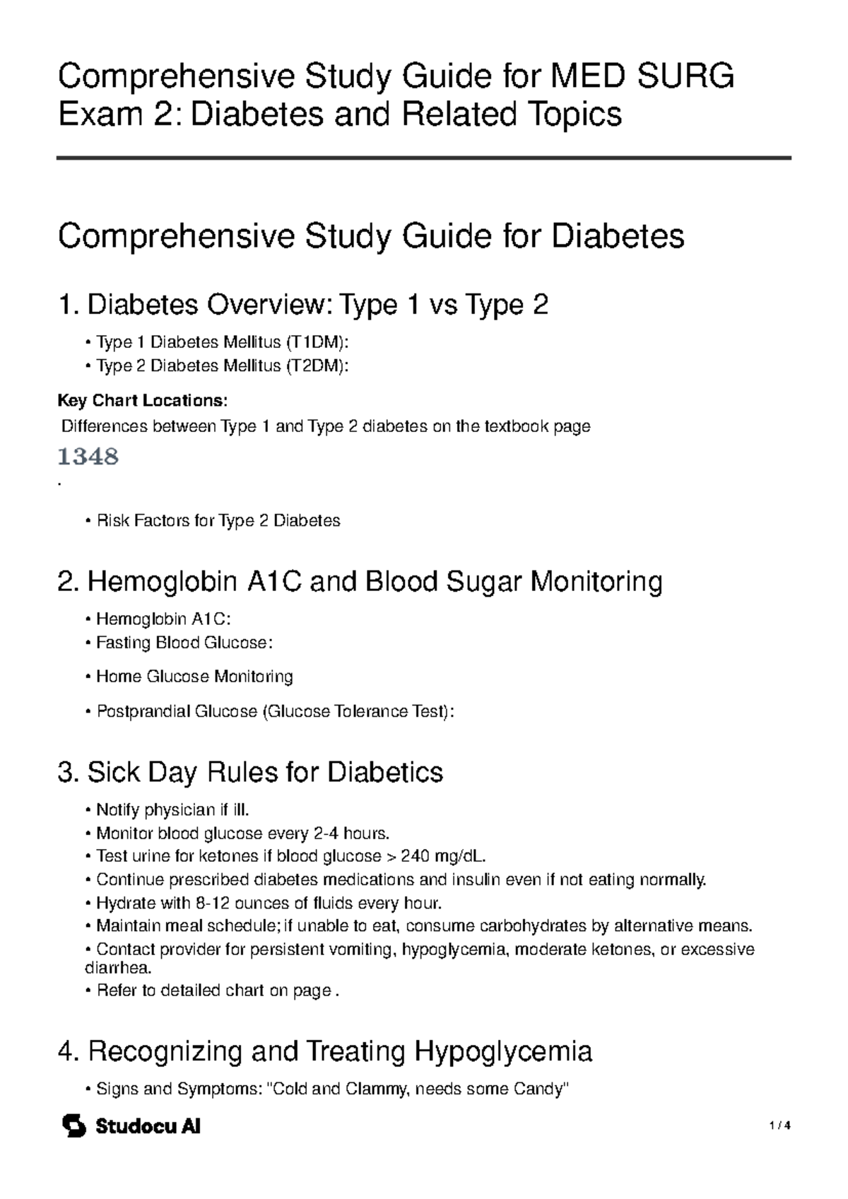 Comprehensive Study Guide for MED SUR Exam 2: Diabetes - Studocu