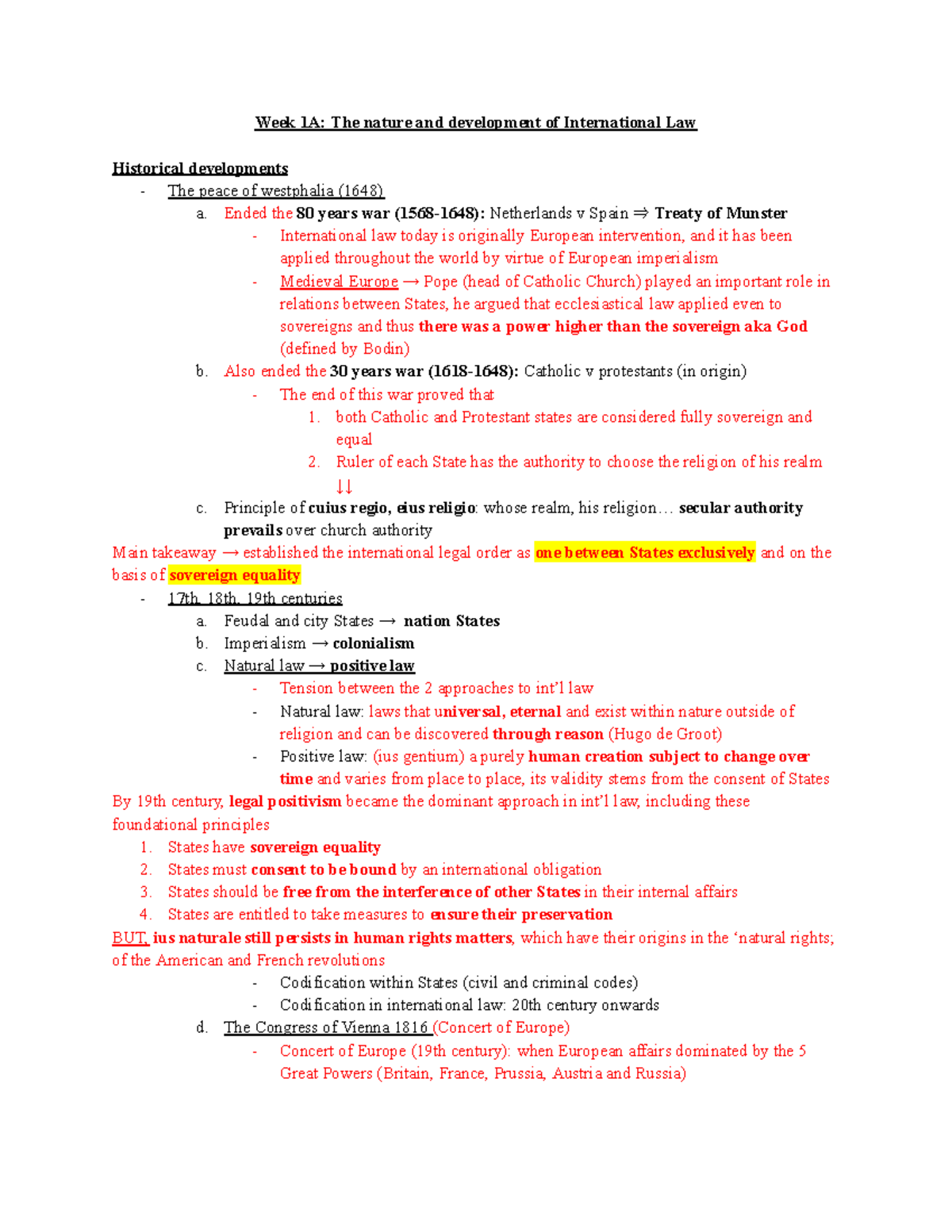 PIL Notes (Week 1): Development of International Law and Statehood ...