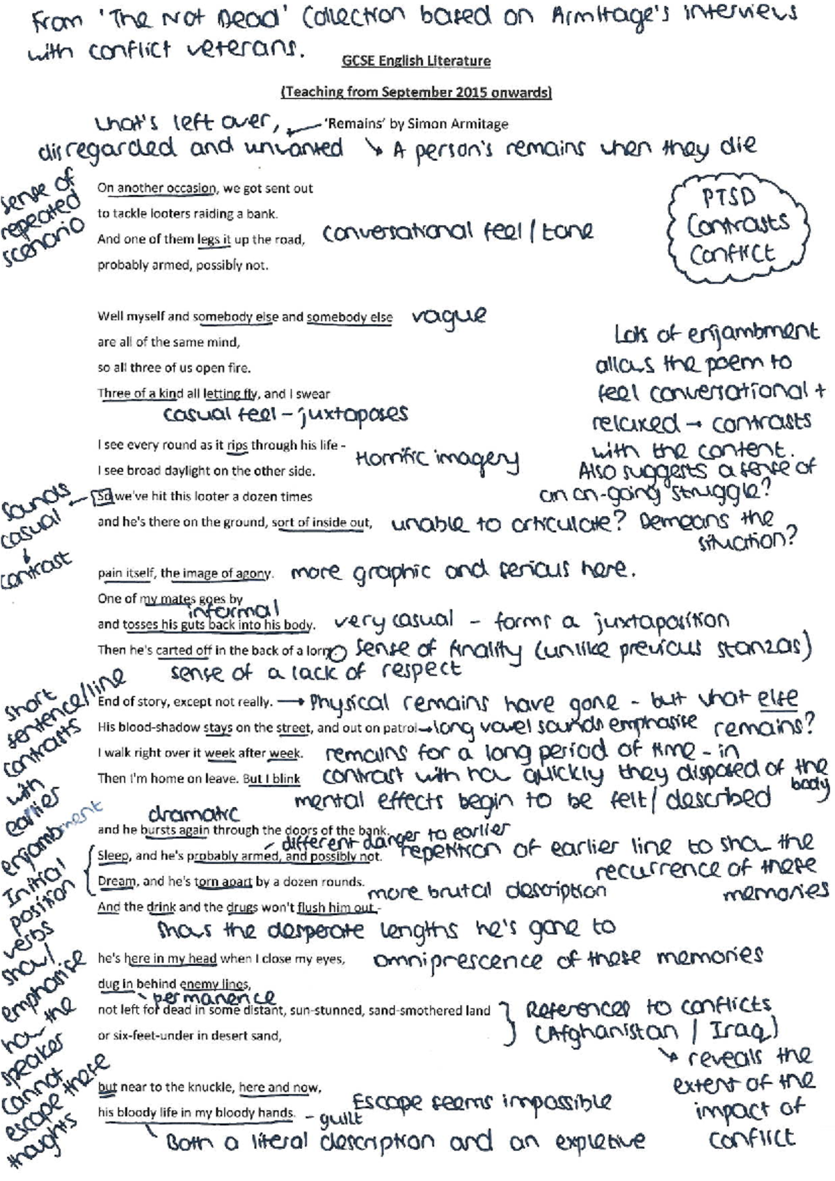 Annotated Poem Analysis: Conflict Veterans in Simon Armitage's Work ...