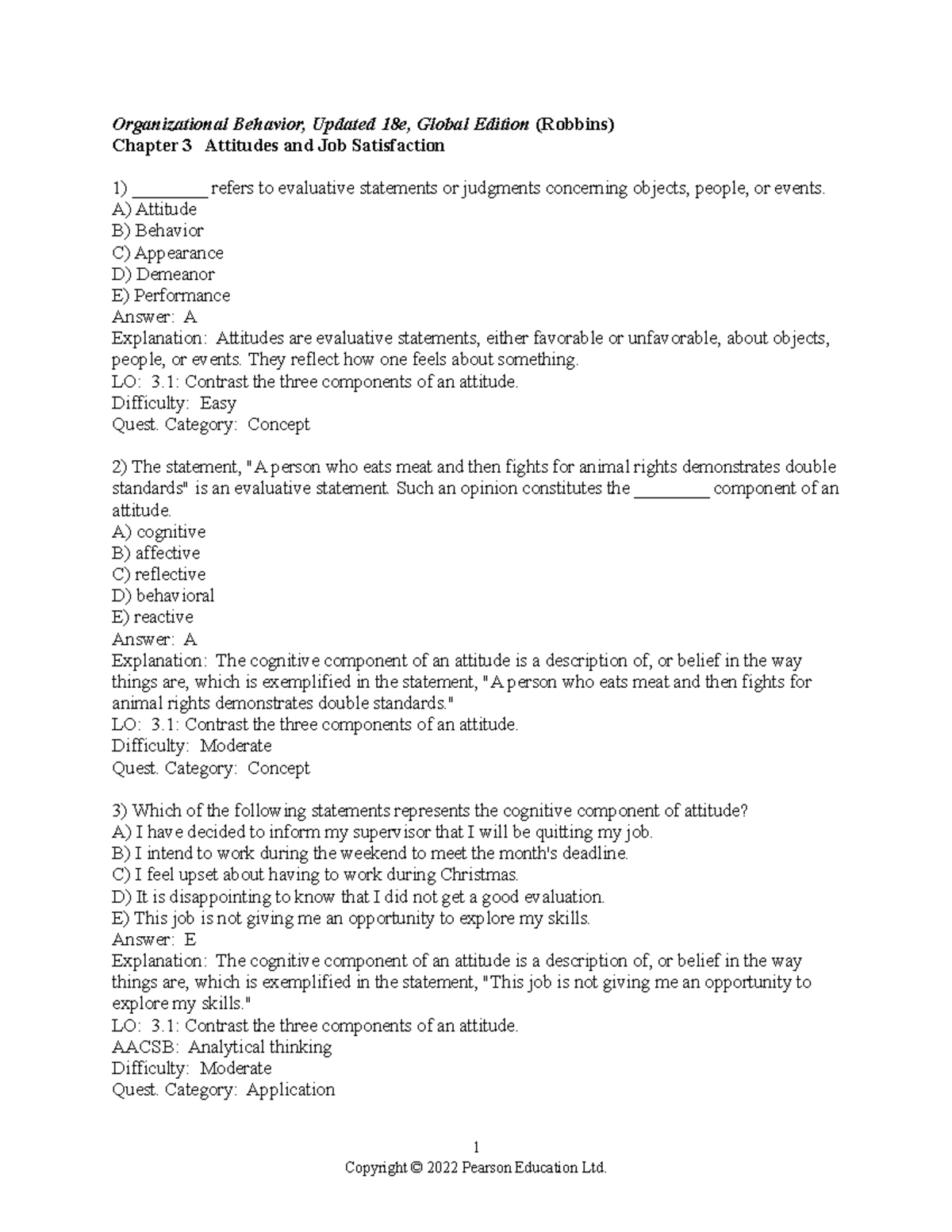 Chapter 3 - Attitudes and Job Satisfaction in Organizational Behavior ...