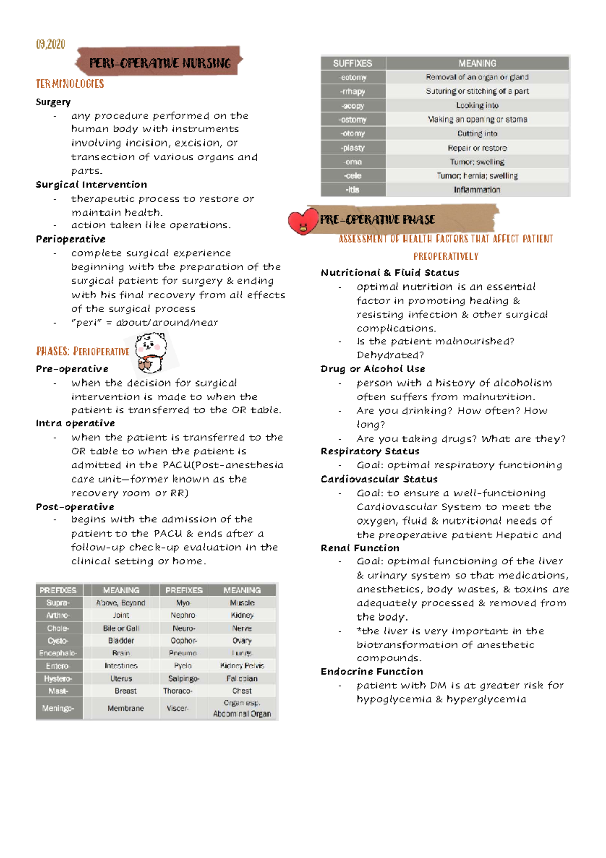 Stanford NURS 101 Perioperative Nursing Assessment and Care Guide ...