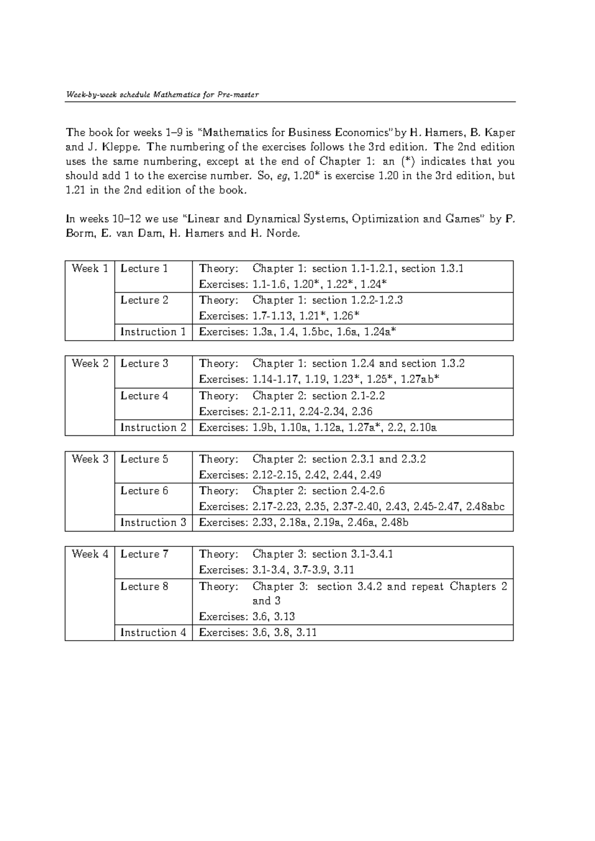 Mathematics MPM 2025 - Weekly Schedule & Exercises Overview - Studeersnel
