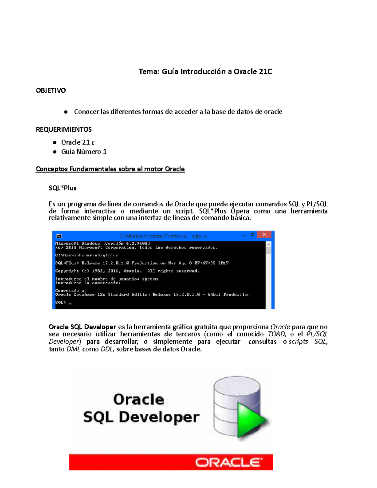 Guía 1 para Practicas de Oracle 21C: Acceso y Uso de SQL Developer ...