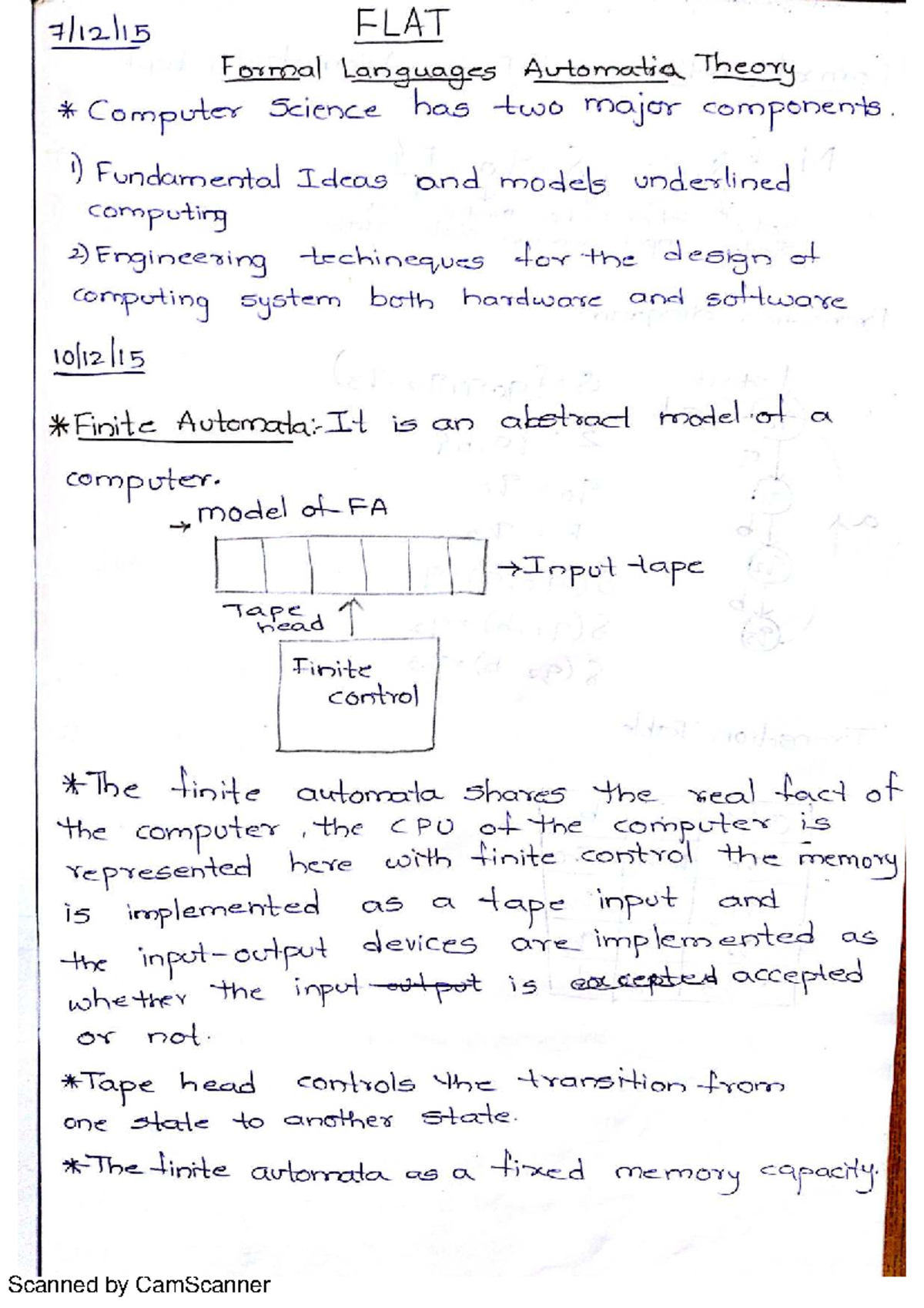 FLAT CS 101 Formal Languages & Automata Theory Notes - Studocu