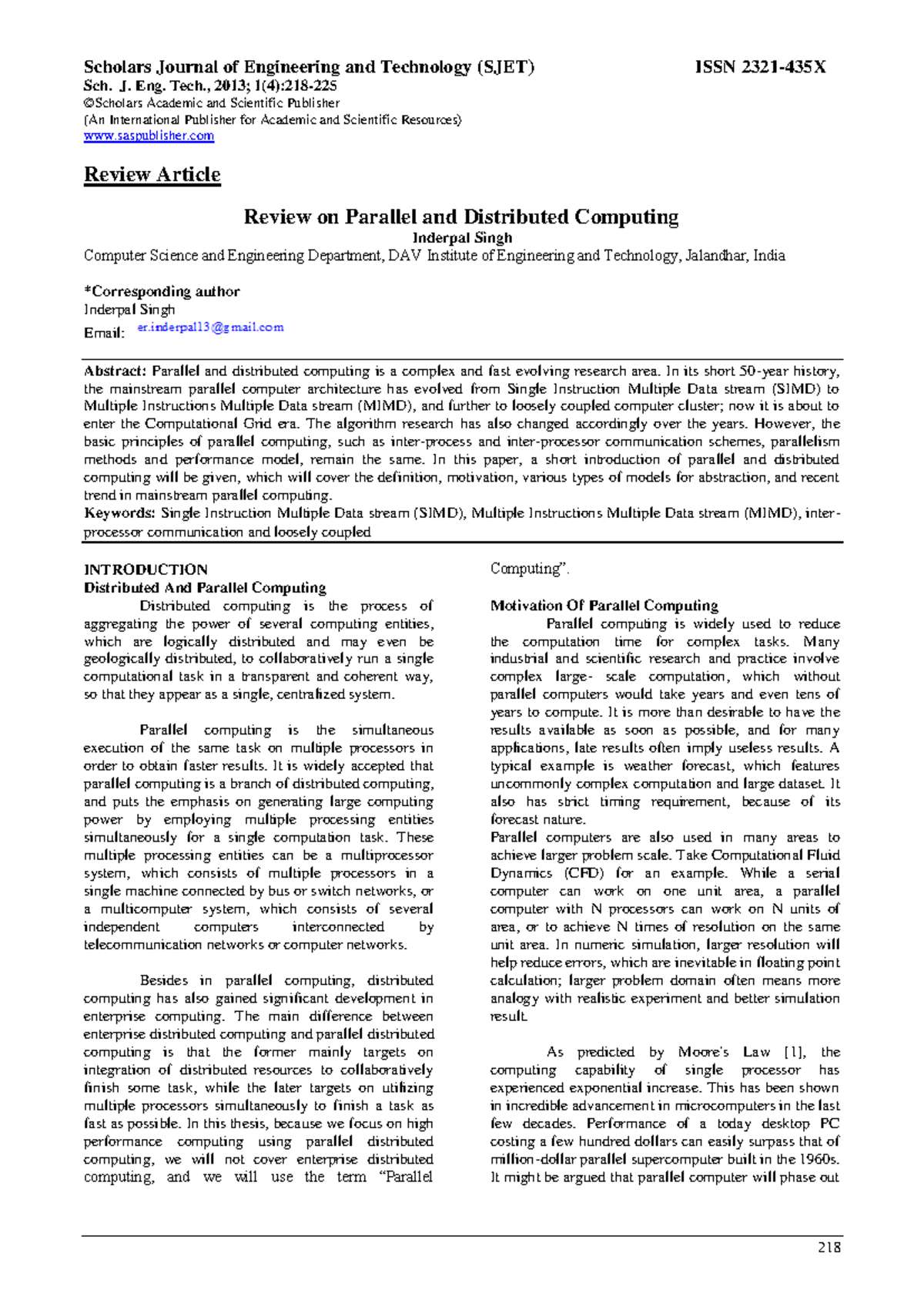 SJET14218-225 - Review Paper on Parallel and Distributed Computing ...