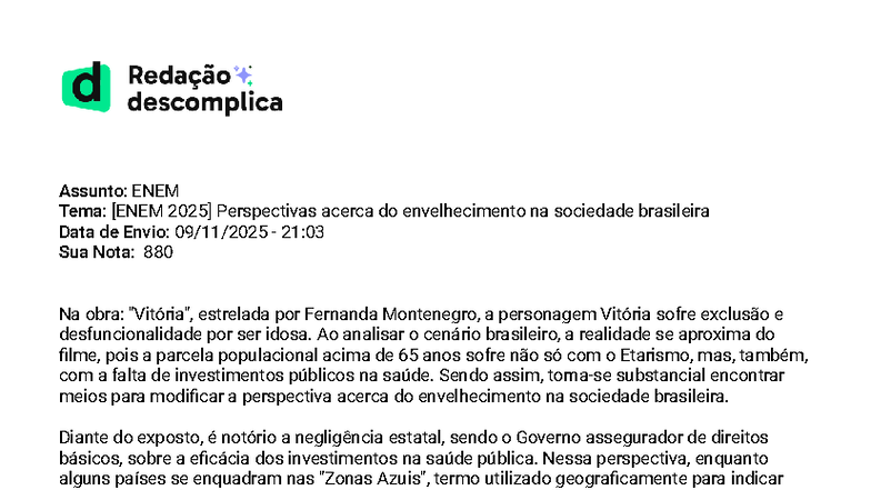 [ENEM 2025] Análise do Envelhecimento na Sociedade Brasileira - Studocu