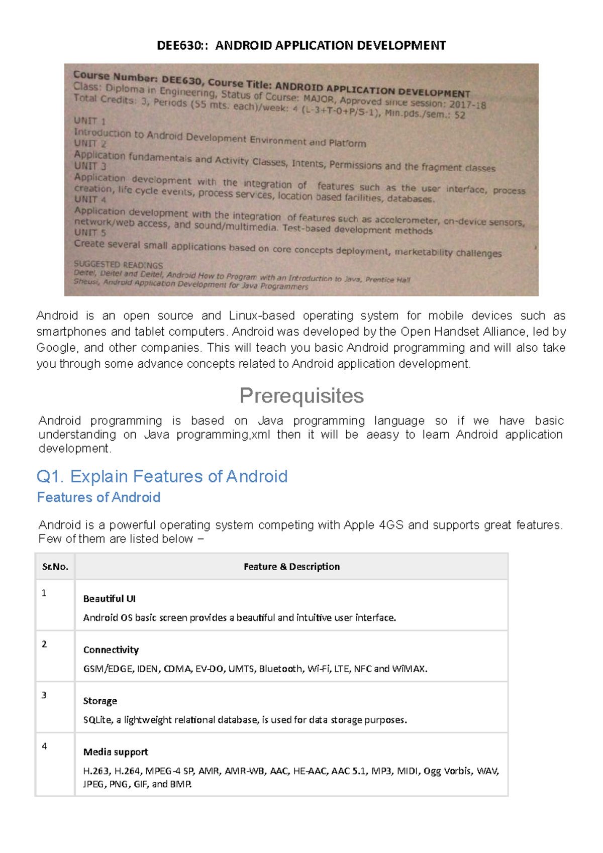 DEE630: Comprehensive Notes on Android Application Development - Studocu