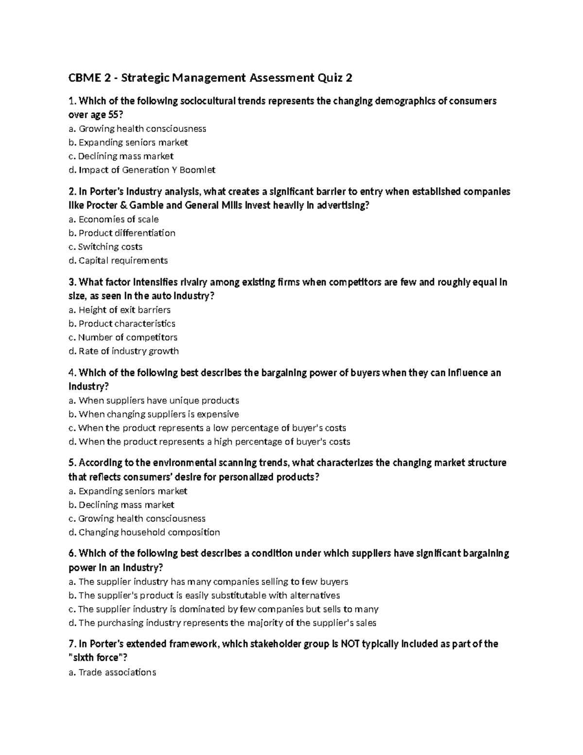 Assessment-Quiz-2 - notes - CBME 2 - Strategic Management Assessment ...